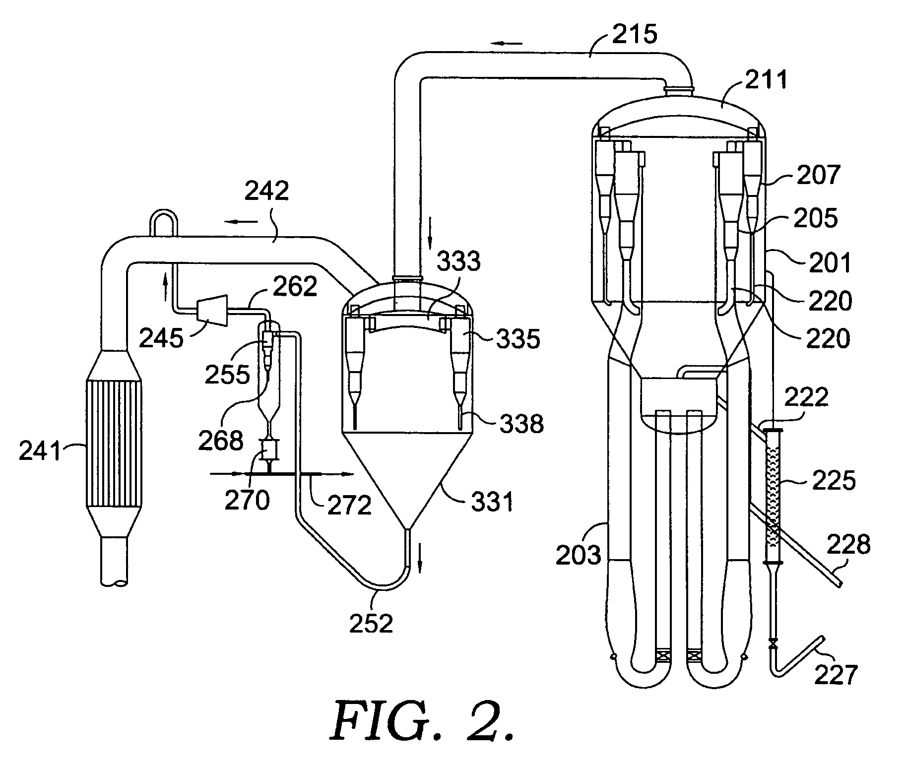 Gas-solids separation device and method