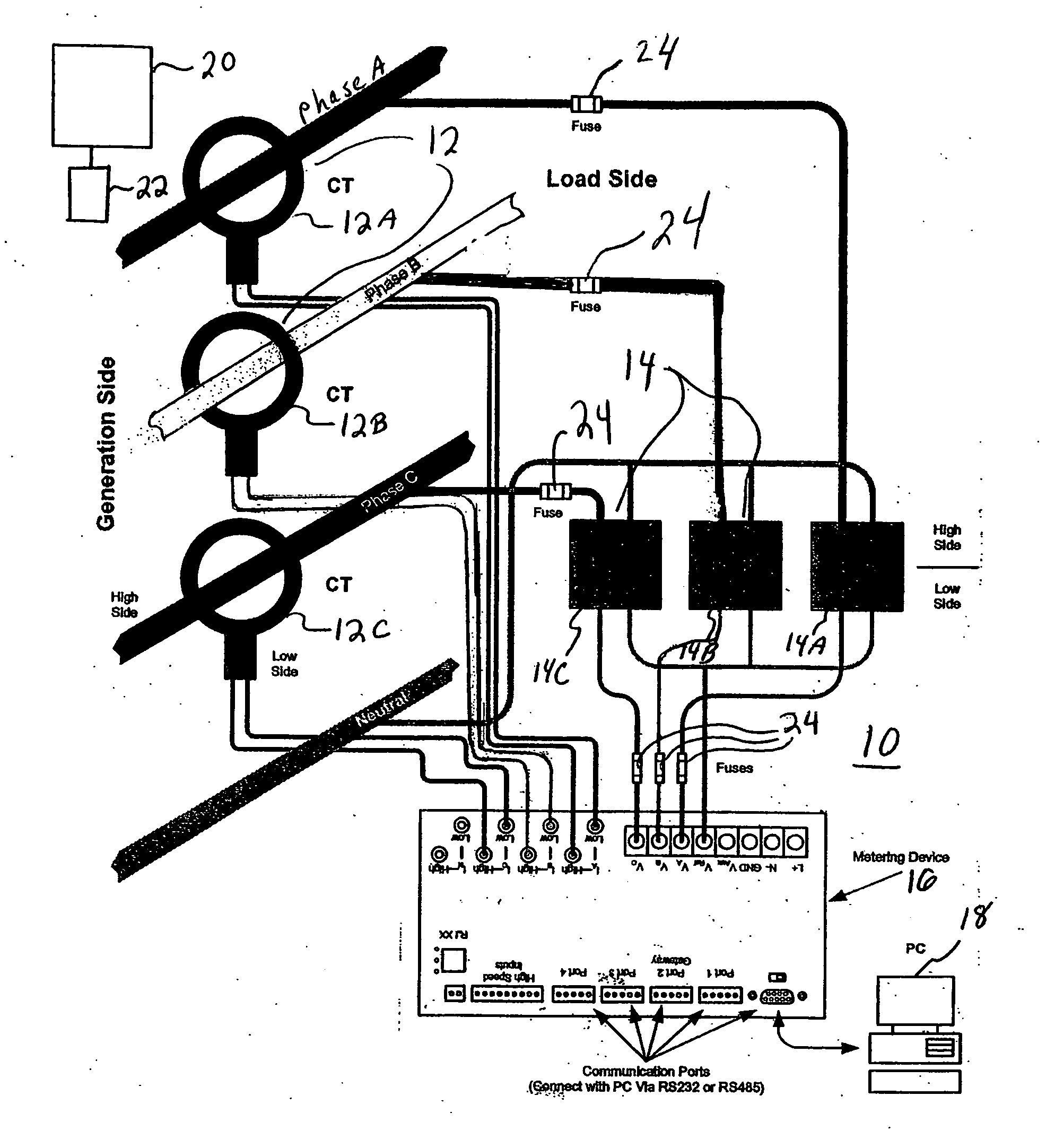 System and method for compensating for potential and current transformers in energy meters