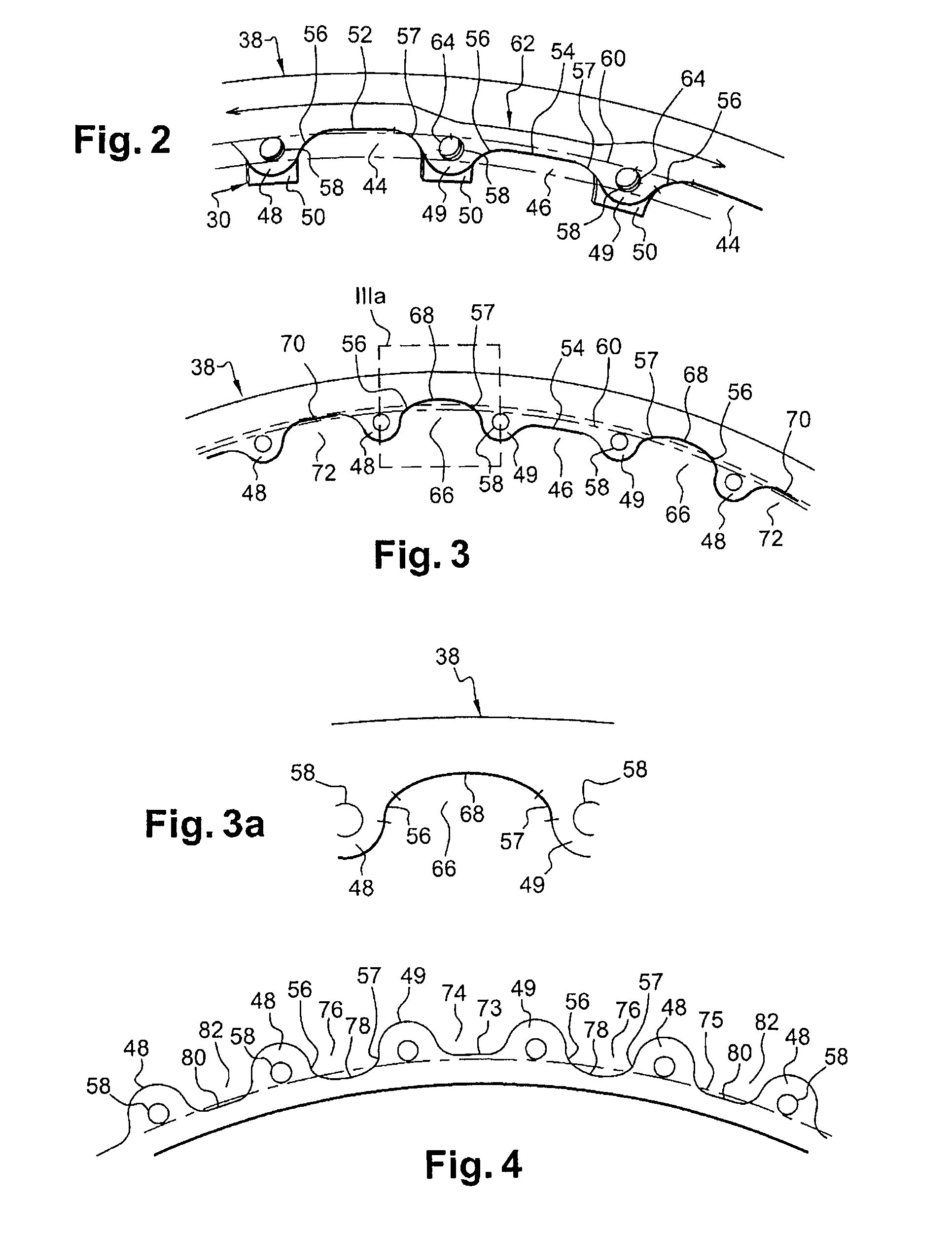 Annular flange for fastening a rotor or stator element in a turbomachine