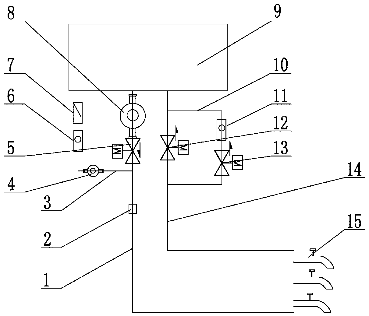 Centralized water supply and intelligent hot water discharge device and control method thereof