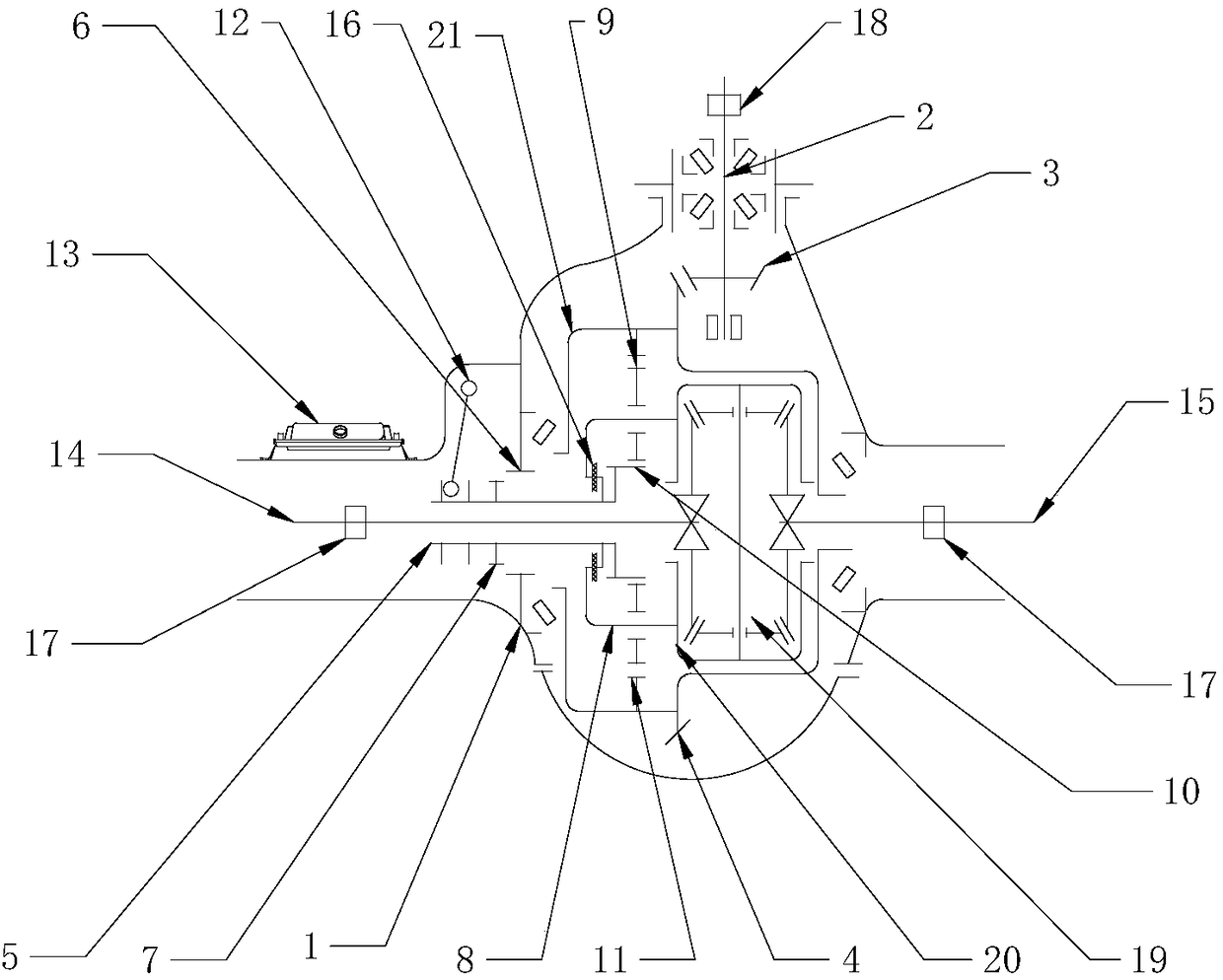 Electric control automatic speed changing main reducing gear