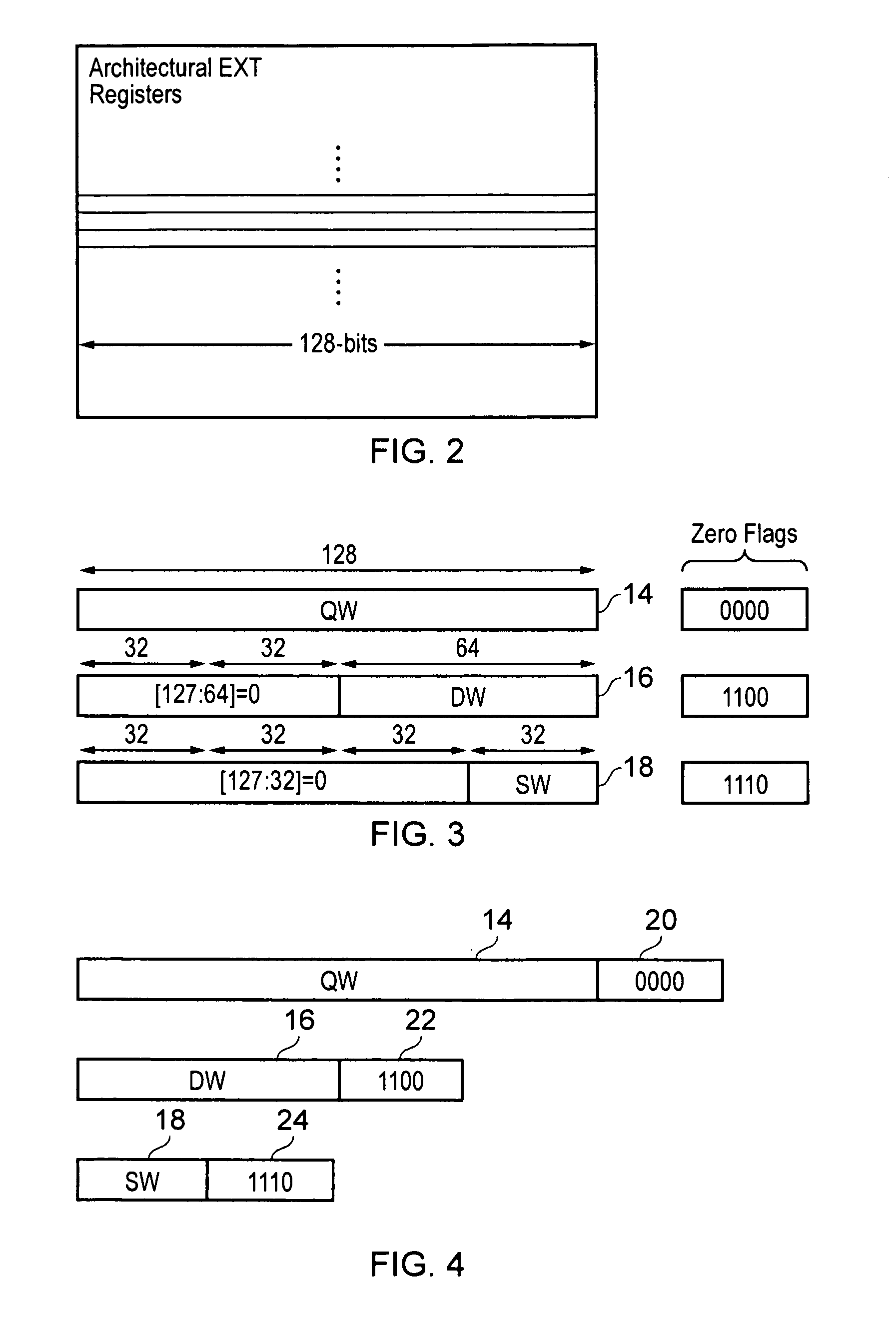 Zero value prefixes for operands of differing bit-widths