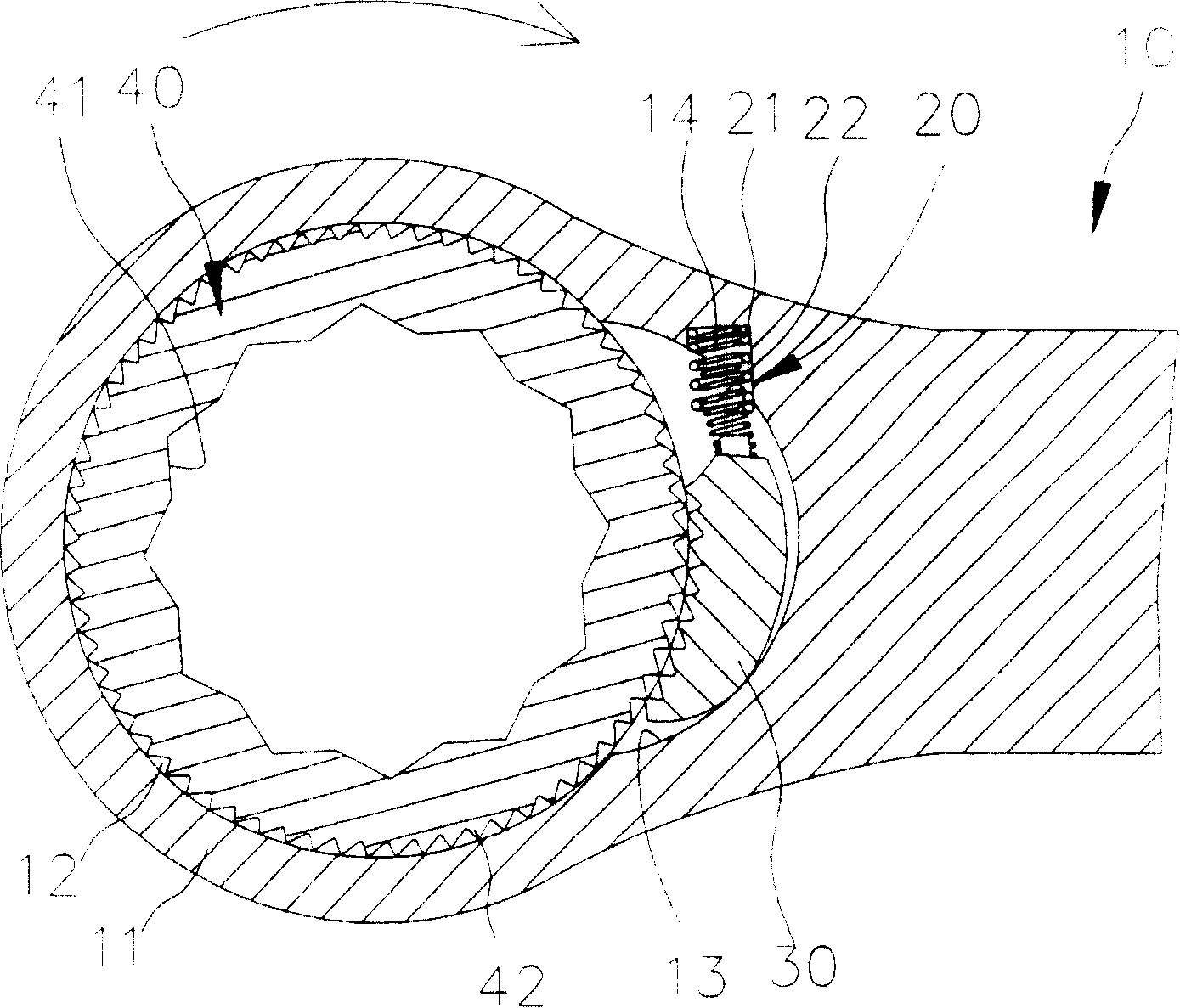 Unidirectional driving spanner with protective device