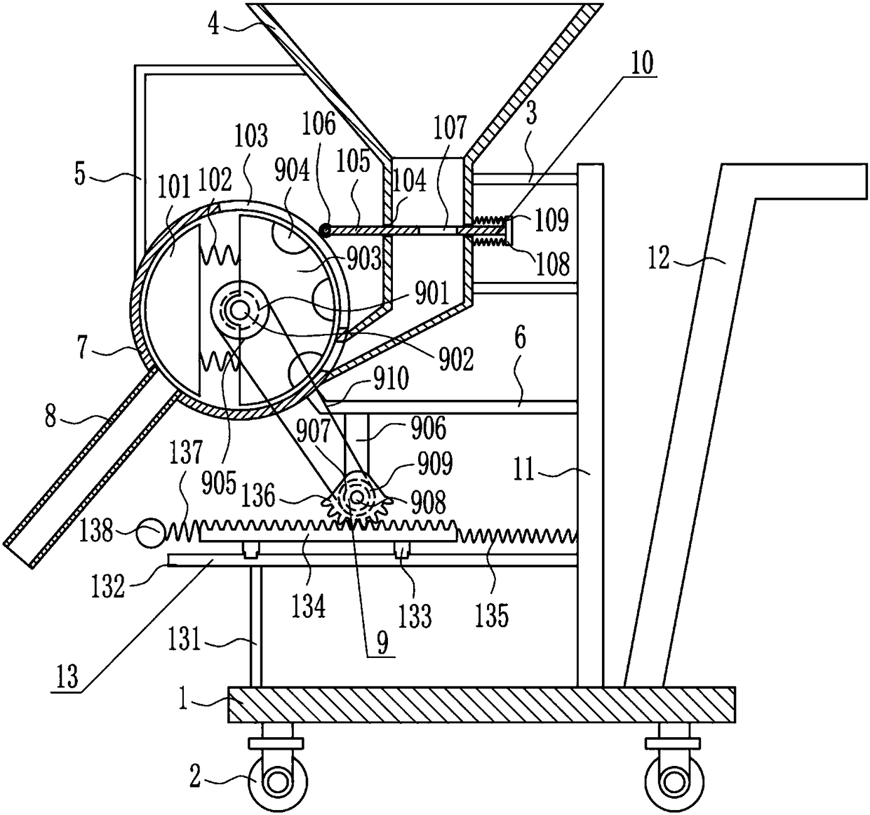 Quantitative feeding device for livestock breeding