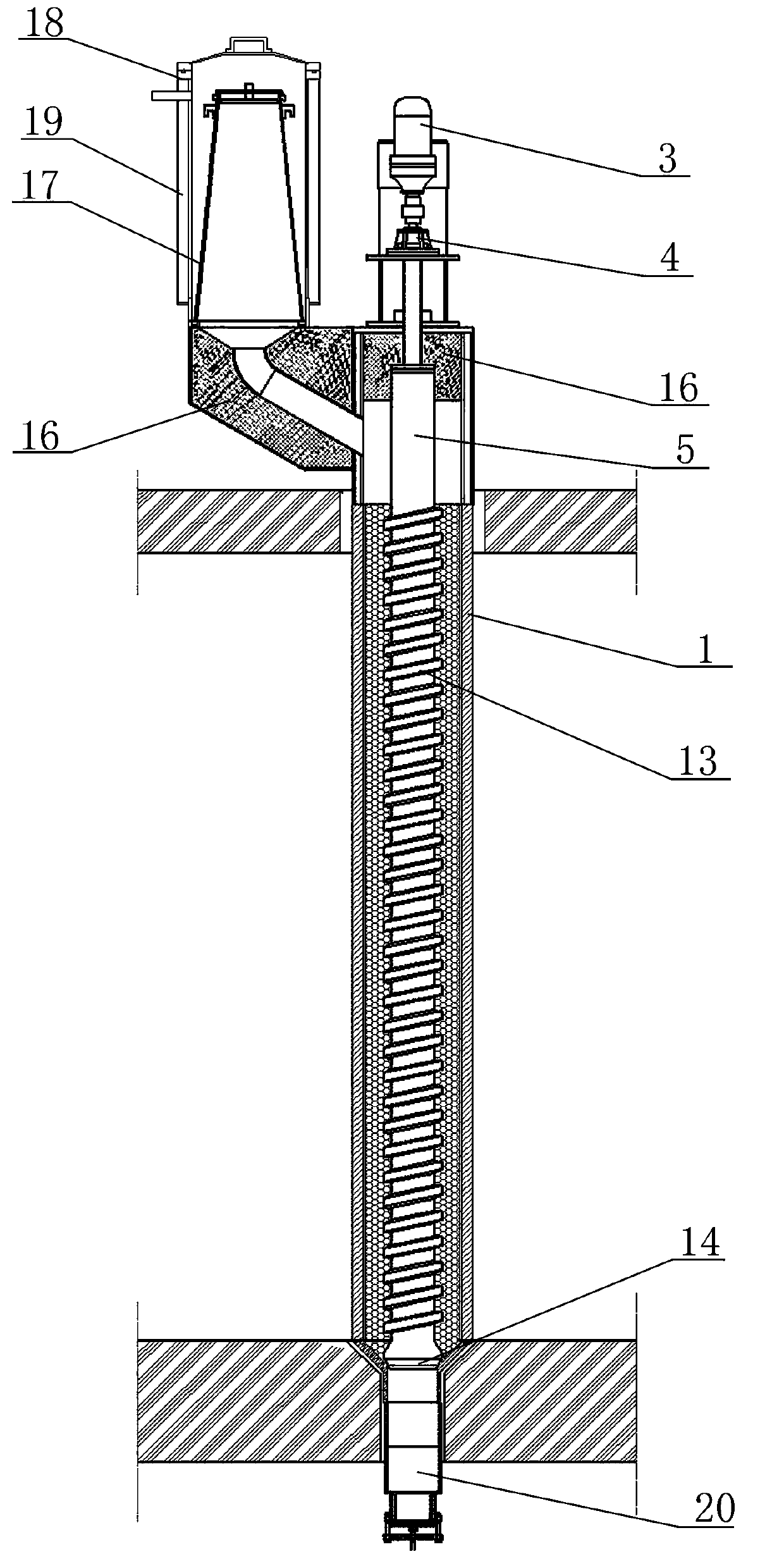 Reduction tank assembly with rotating stirring inner core structure for vertical reduction furnace