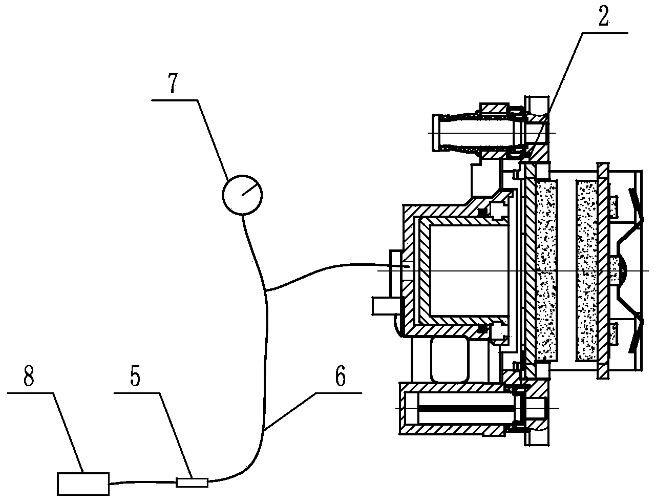 Caliper disc brake vacuum leakproofness test device