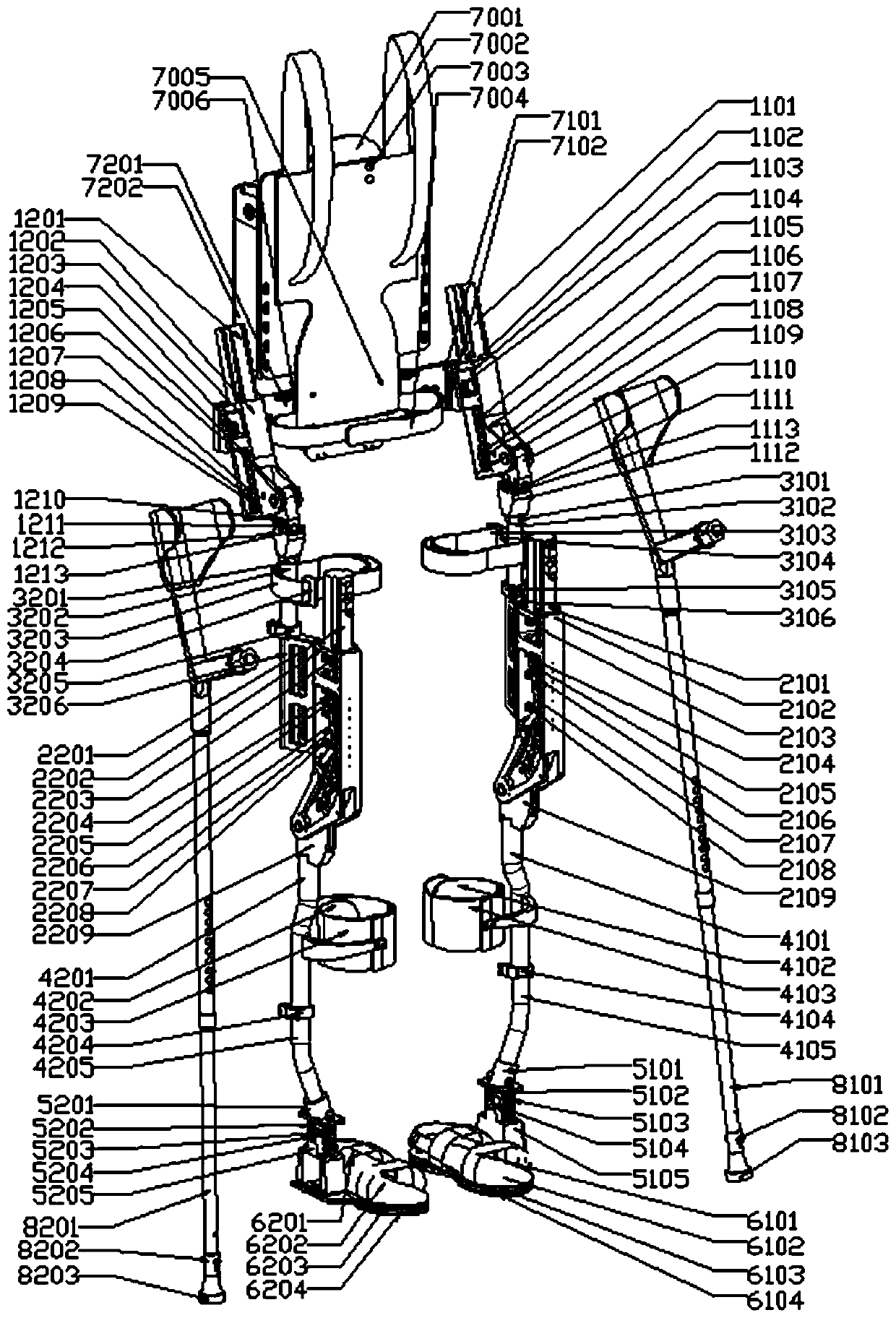 A rehabilitation lower extremity exoskeleton