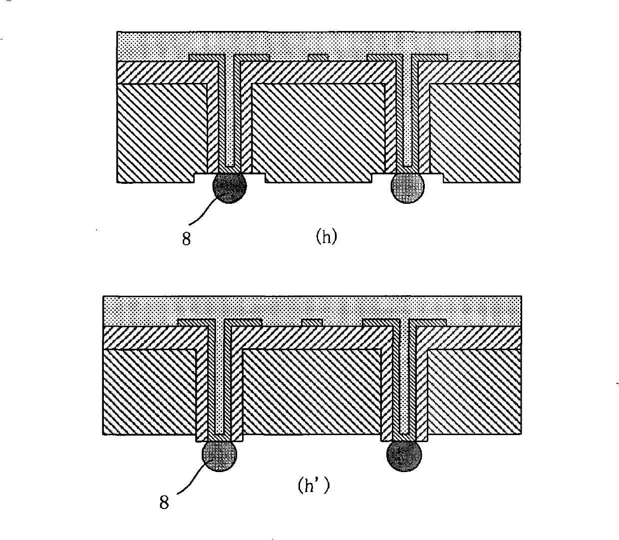 Process for treating silicon through-hole interconnection construction