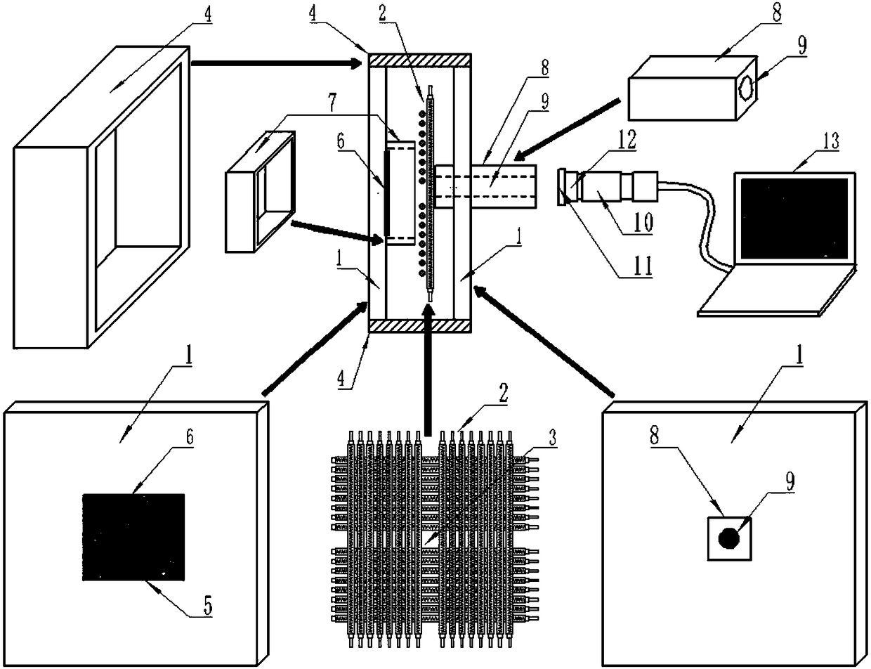 Testing device for inhibiting dithering of speckle image under aerobic environment with high temperature of 1200 DEG C