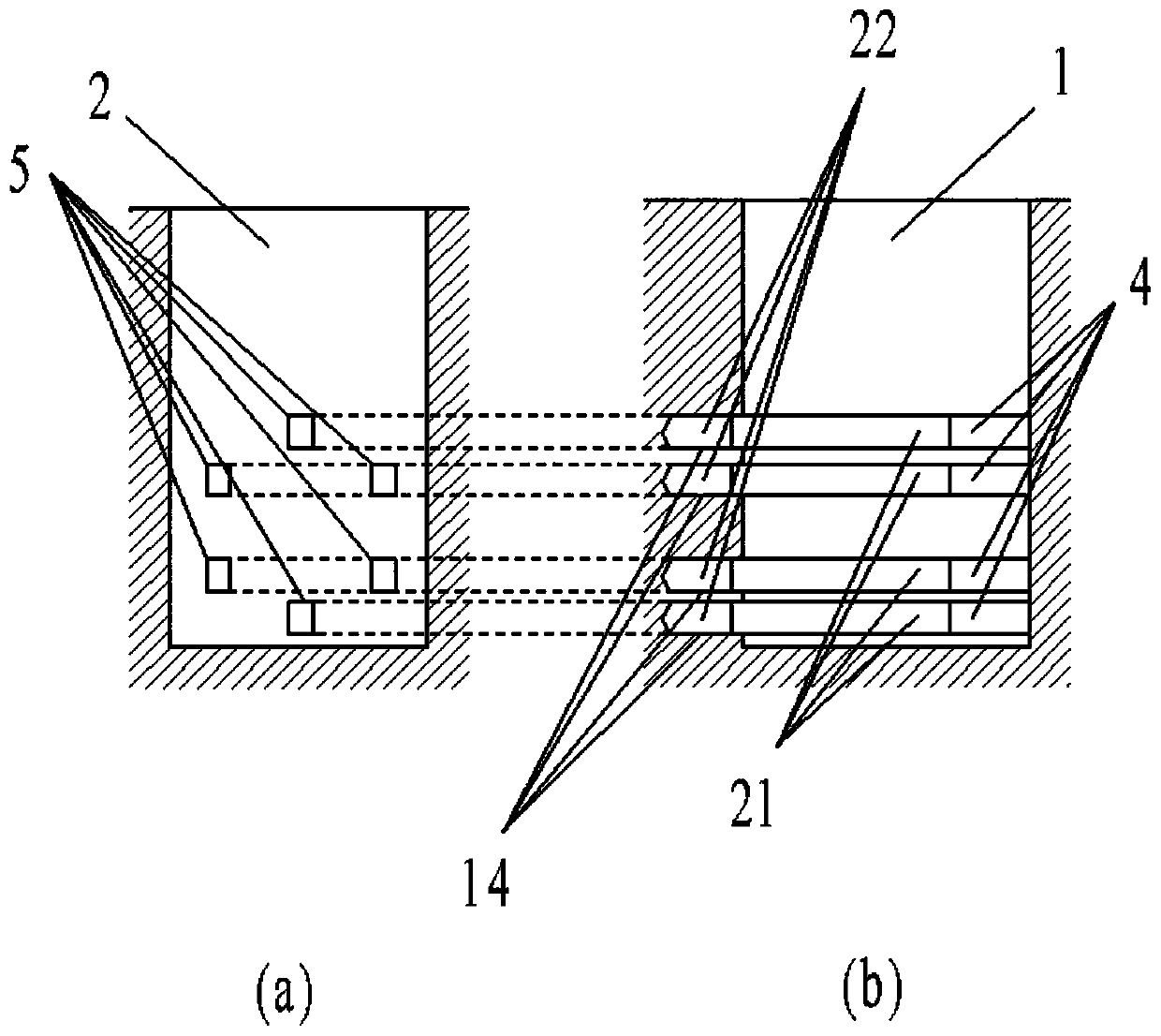 Earth tunnel supporting structure passing through existing railway and construction method thereof