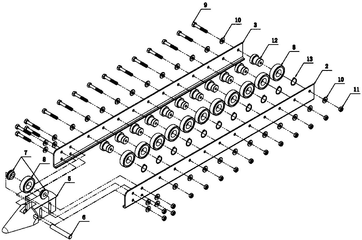 Idler wheel strip with guide