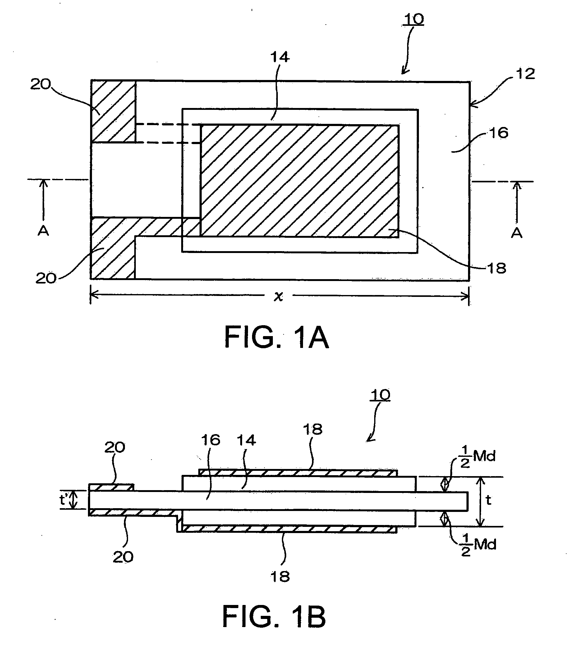 Mesa-shaped piezoelectric resonator element