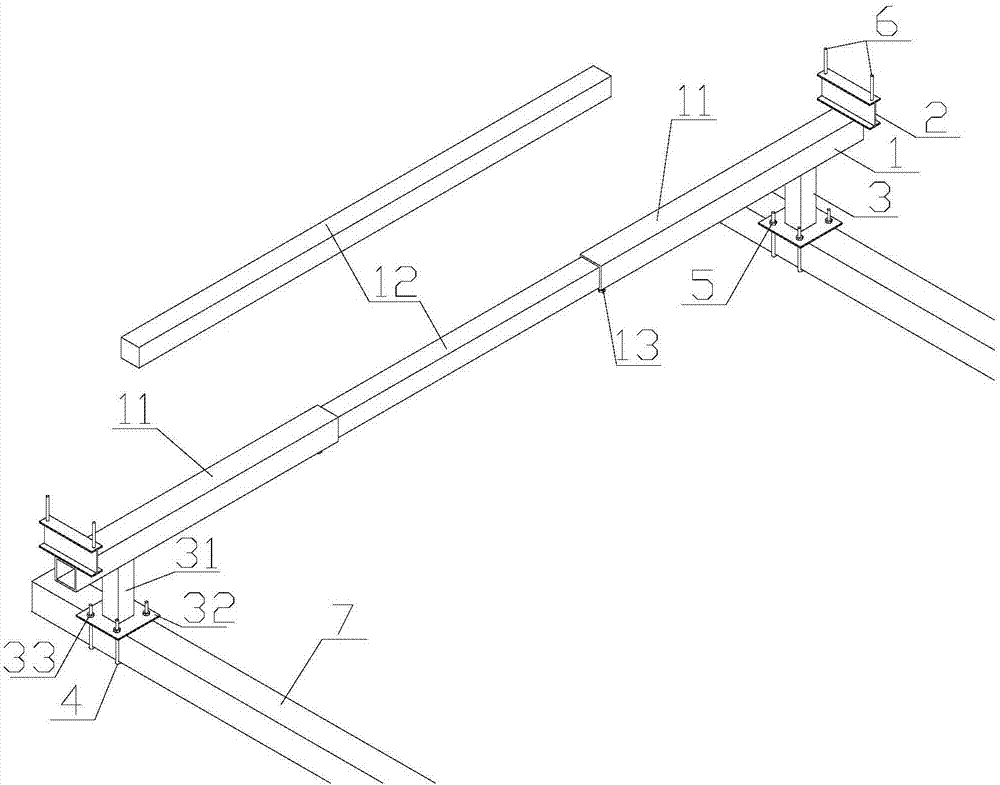 Construction hanging basket suspension device used for steel-structure corridor bridges