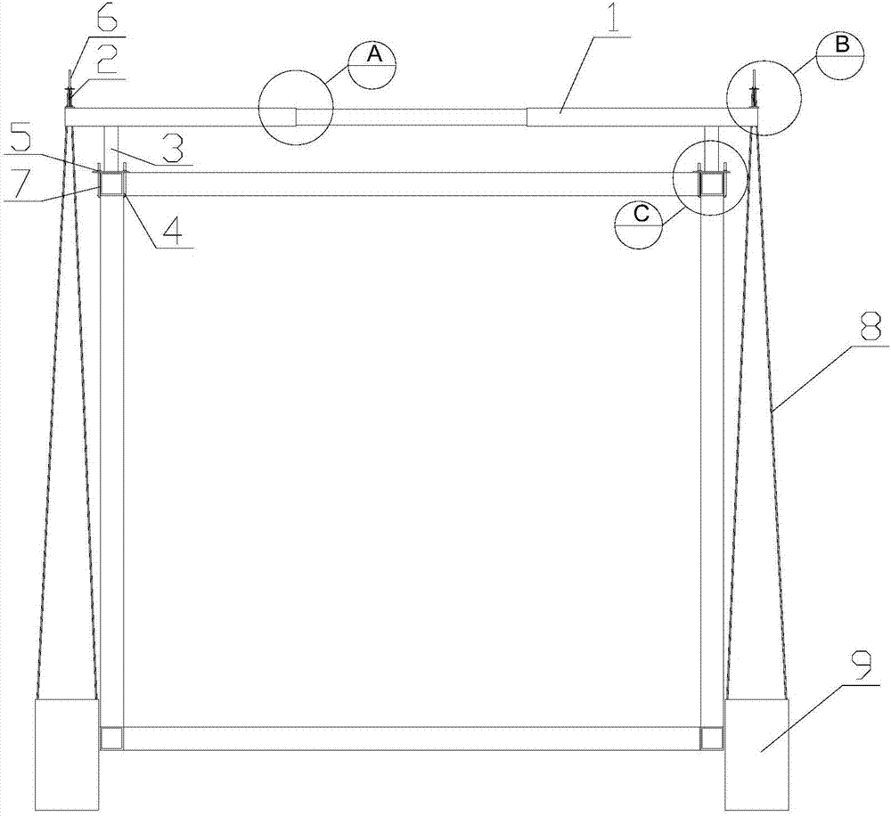 Construction hanging basket suspension device used for steel-structure corridor bridges