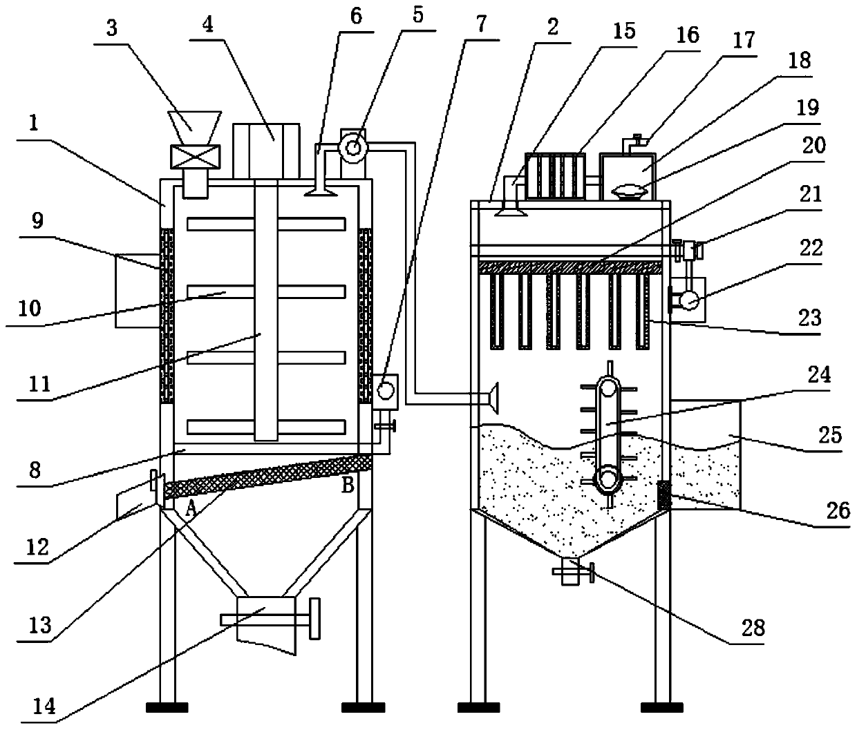 Dust removal device for color master batch