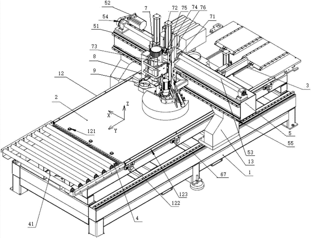 Marking and processing integrated device for cabinet door processing