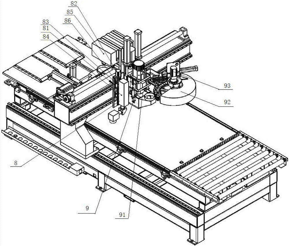 Marking and processing integrated device for cabinet door processing