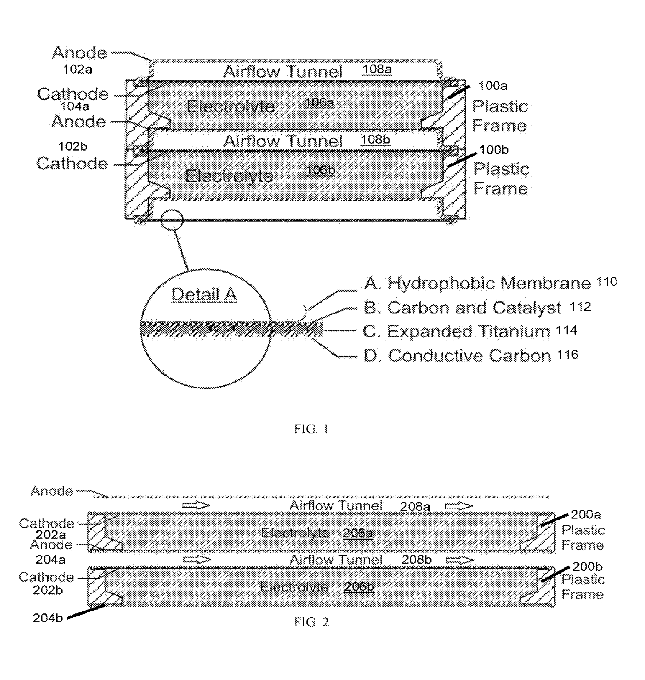 Electrically rechargeable, metal-air battery systems and methods