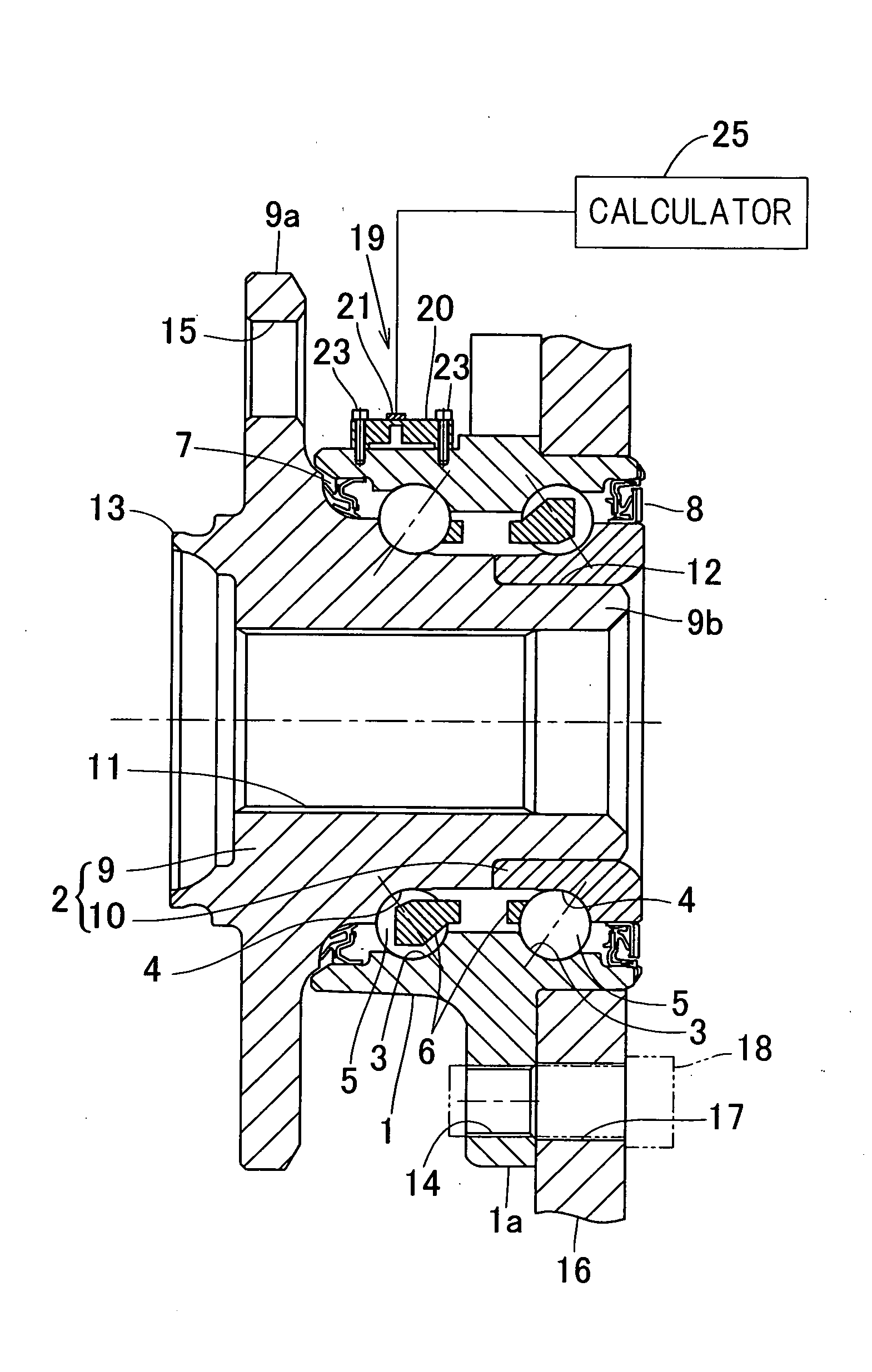 Sensor-equipped bearing for wheel