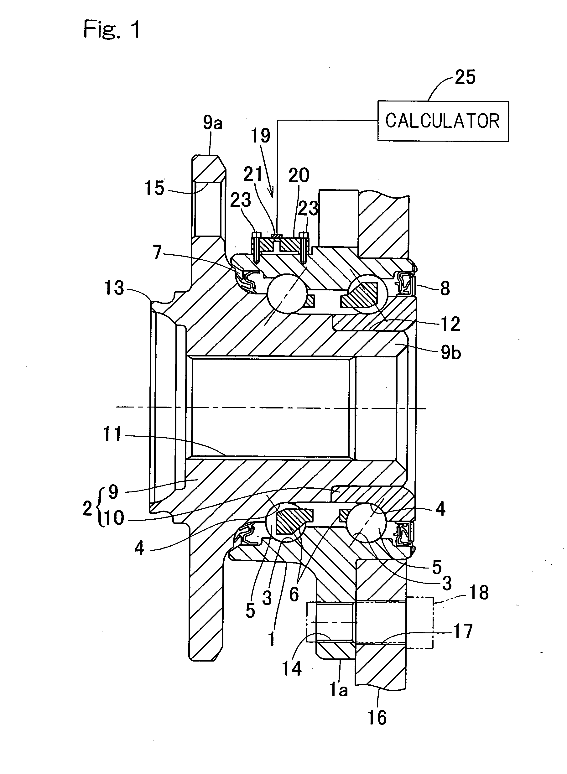 Sensor-equipped bearing for wheel