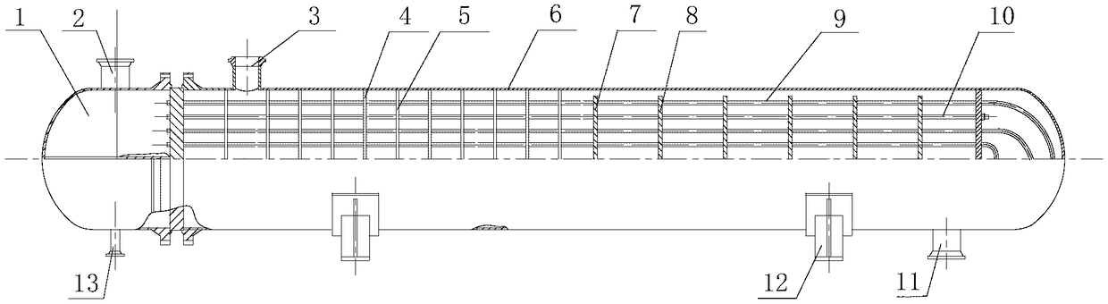 A mixed baffle reboiler