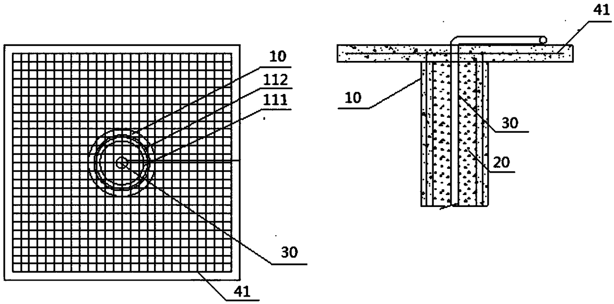 Treatment structure and method of high-strength water-permeable fiber concrete pipe gravel core pile soft thick soil base