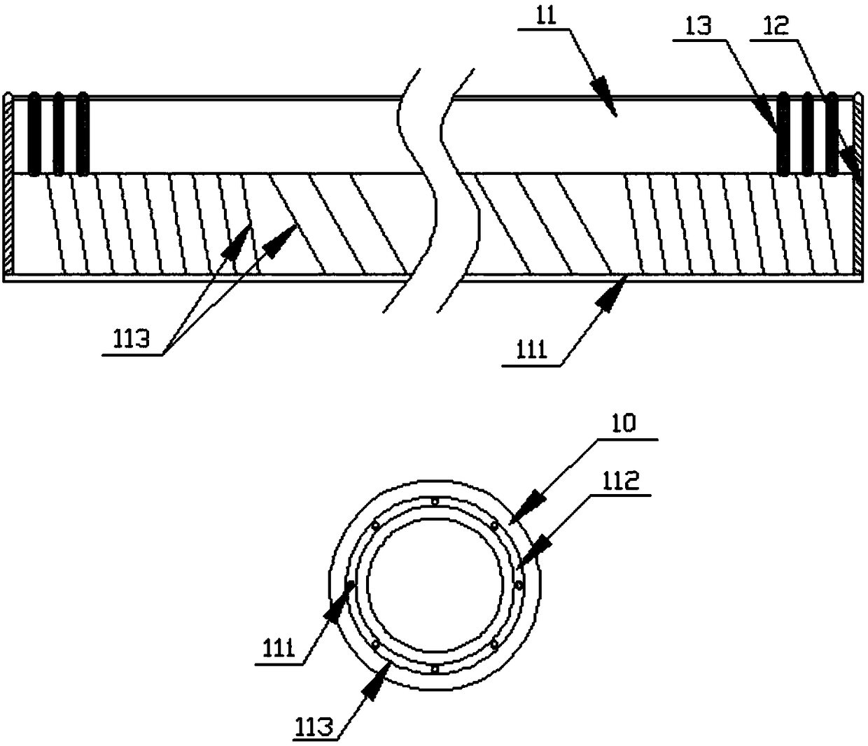 Treatment structure and method of high-strength water-permeable fiber concrete pipe gravel core pile soft thick soil base