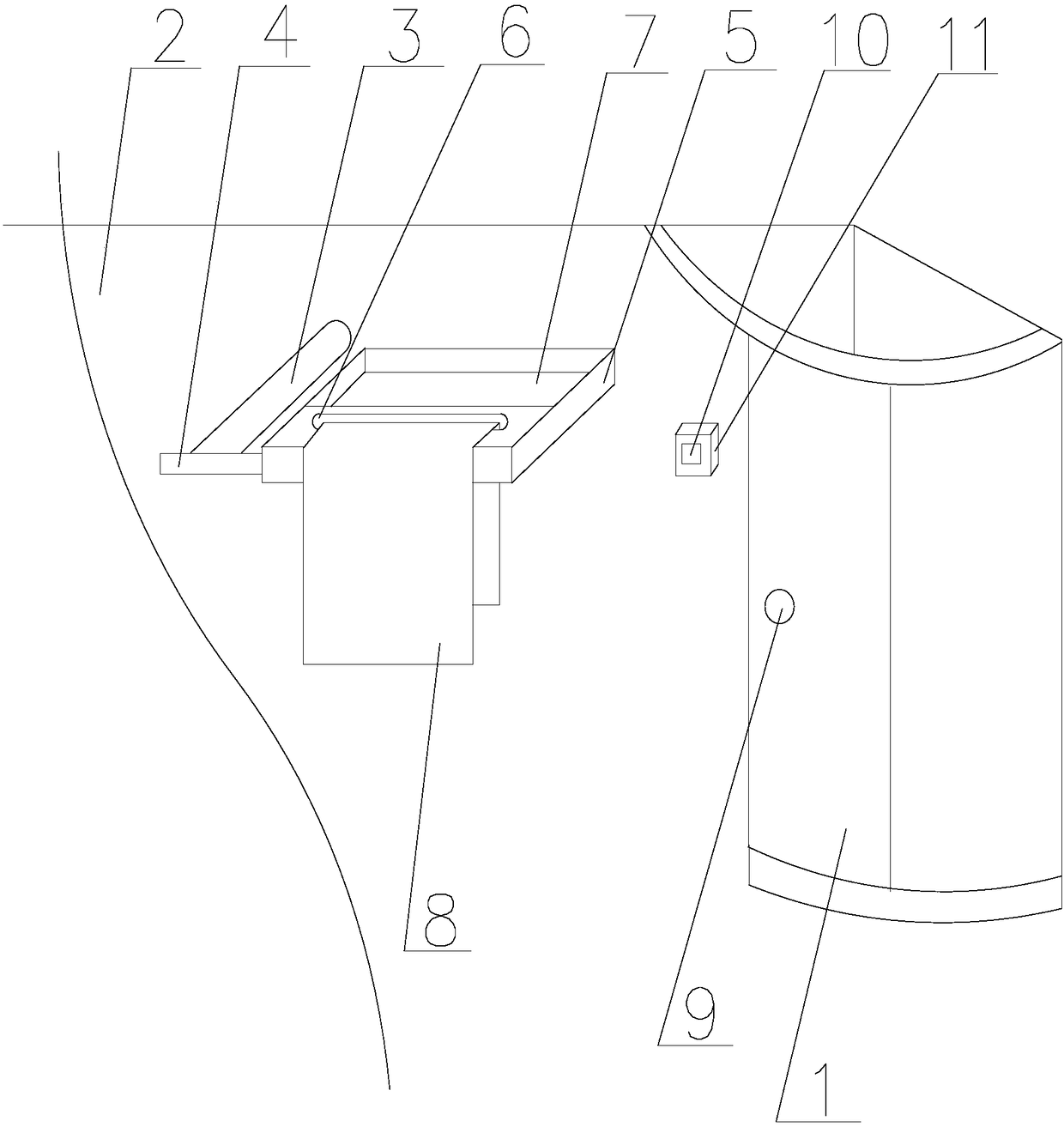 Novel hanging rod providing convenience for people to directly take towels and clothes at showering position