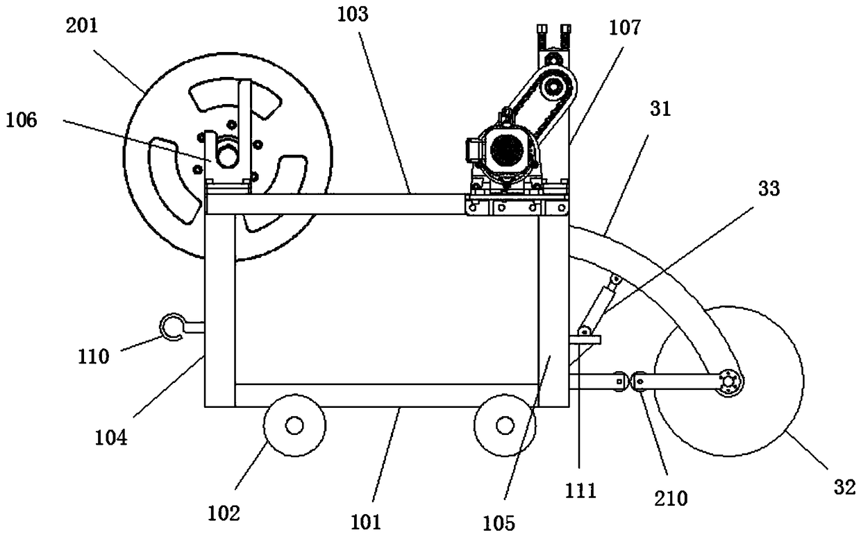 Compressing device for geogrid and working method thereof