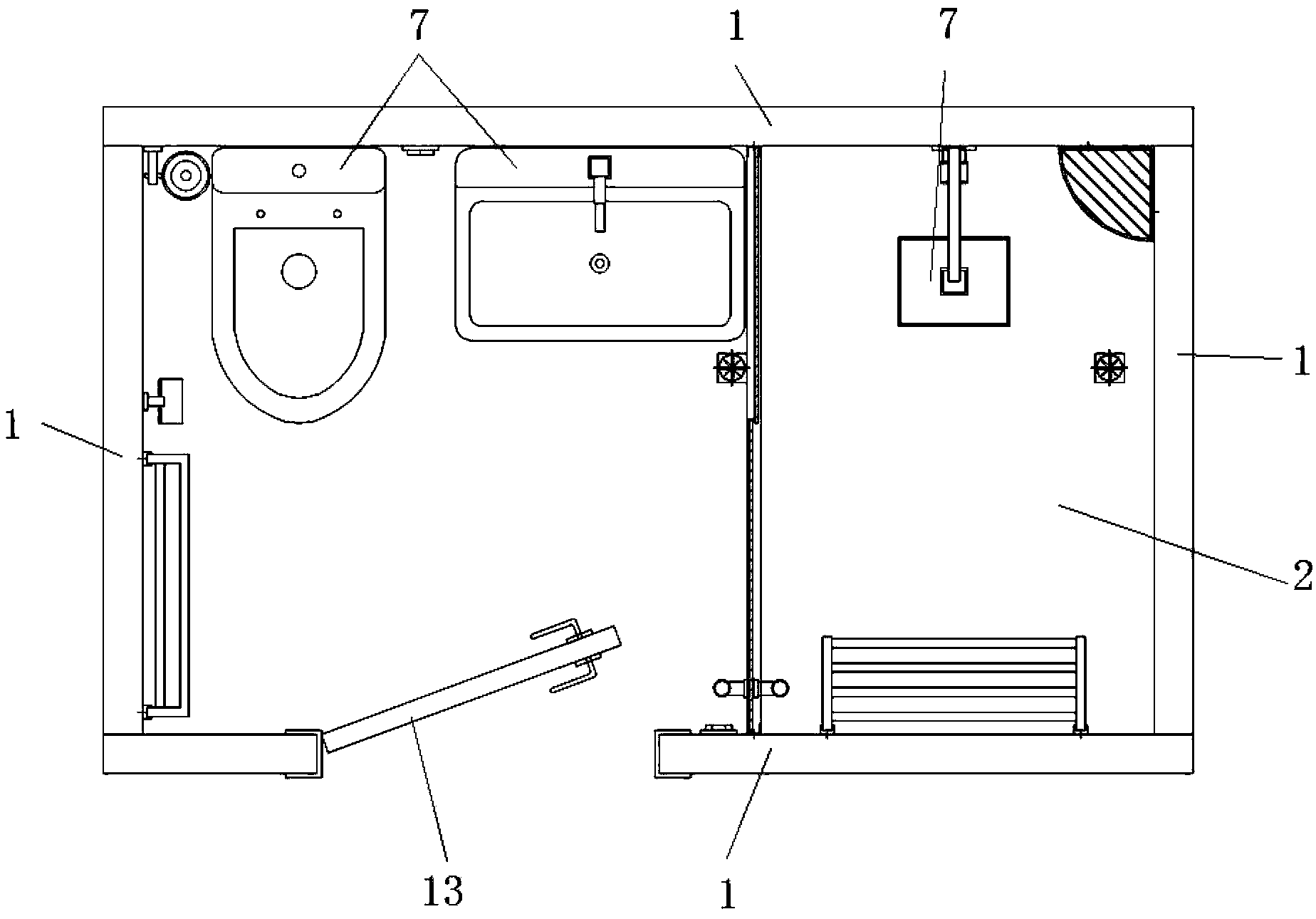 Pre-assembly integrated bathroom by modular ceramic tiles and assembly method of pre-assembly integrated bathroom