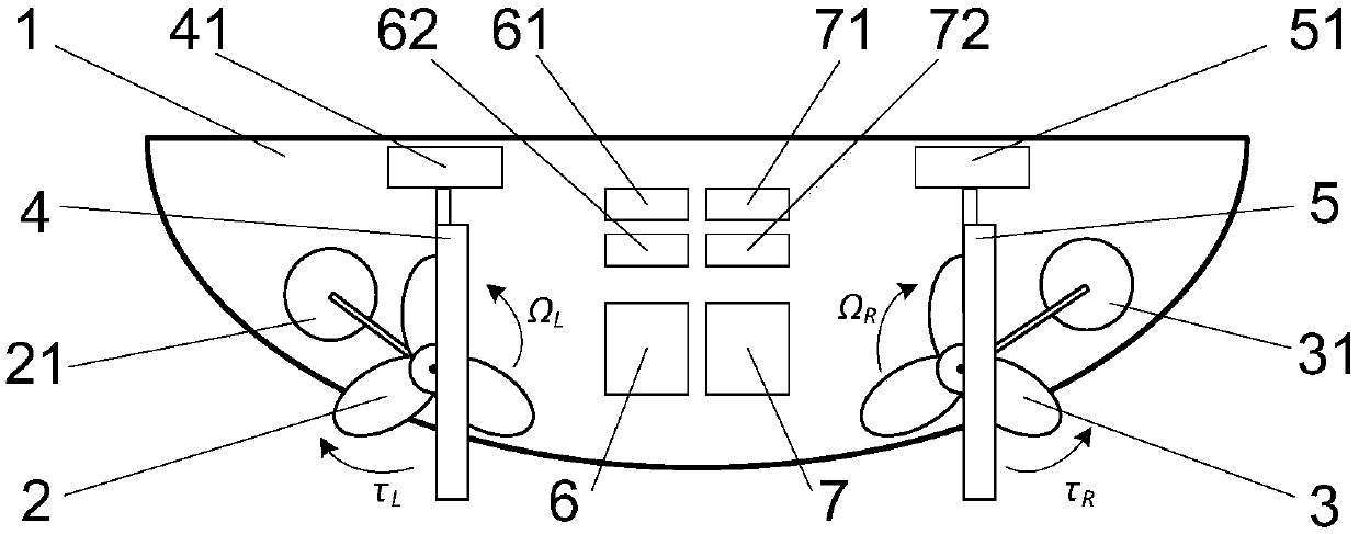 Unmanned boat rotational speed differential anti-rolling stability augmentation system and method