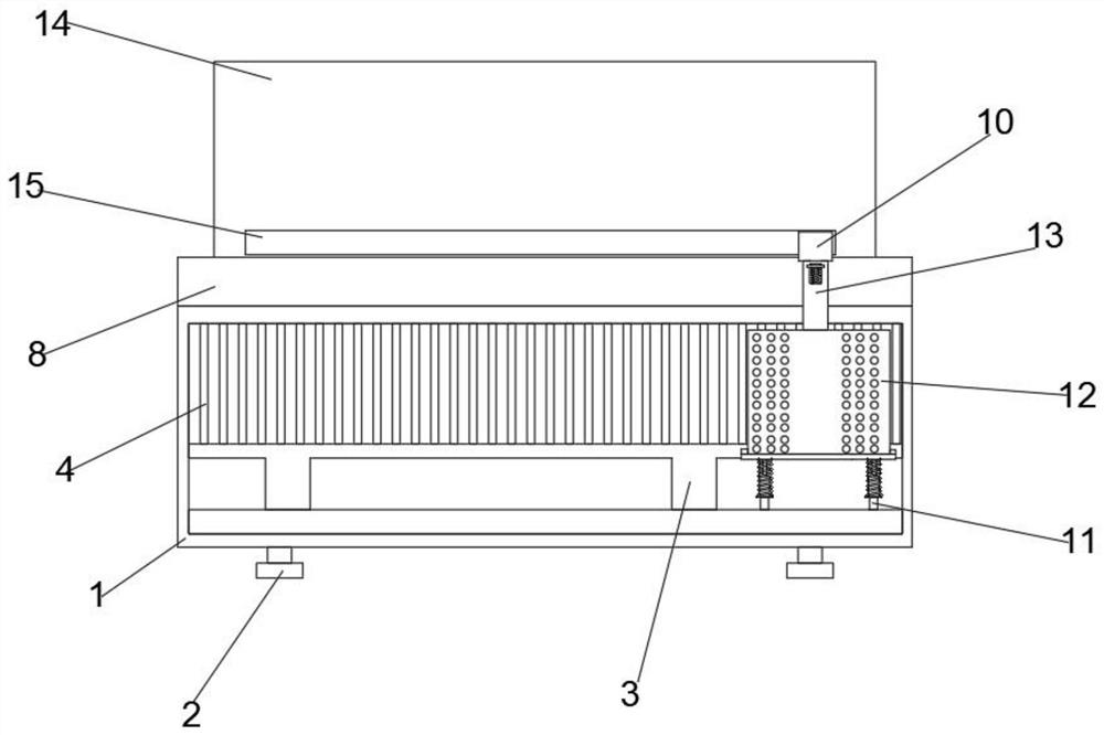 Carbon dioxide laser cutting machine rack with dust removal and noise reduction functions