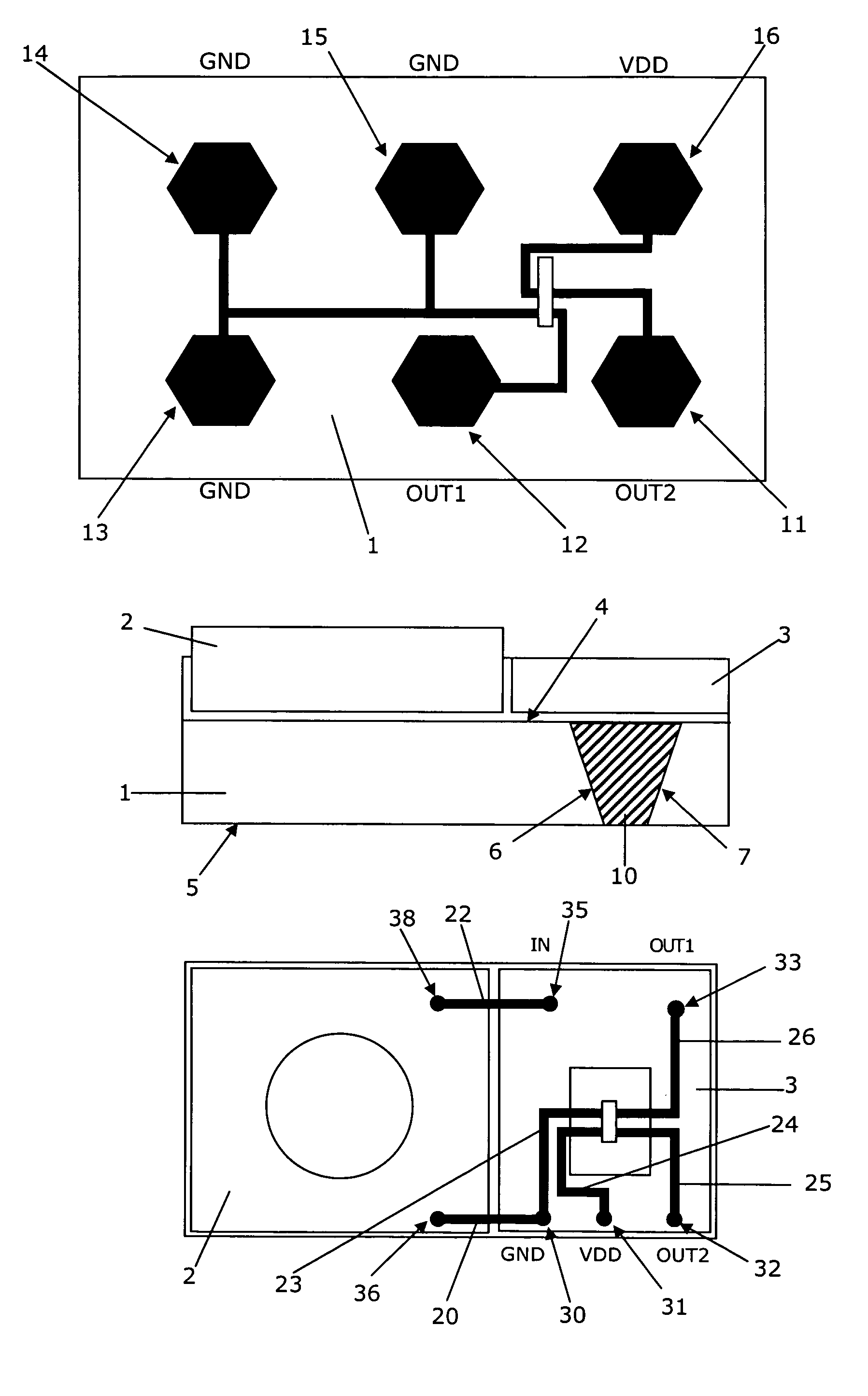 Miniature microphone with balanced termination