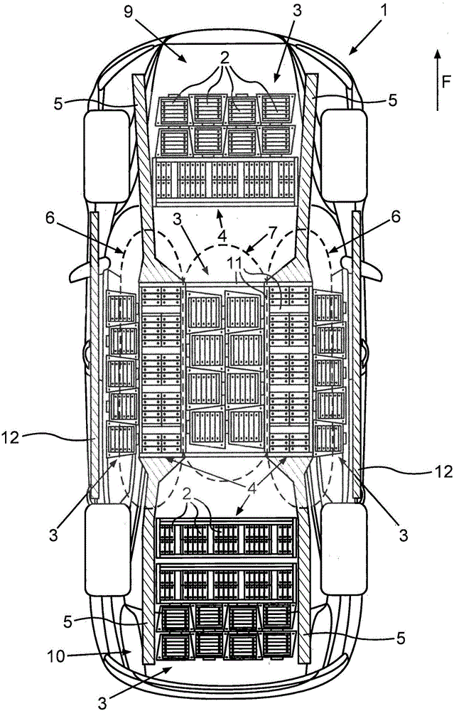 Motor vehicle having battery elements integrated in the structure