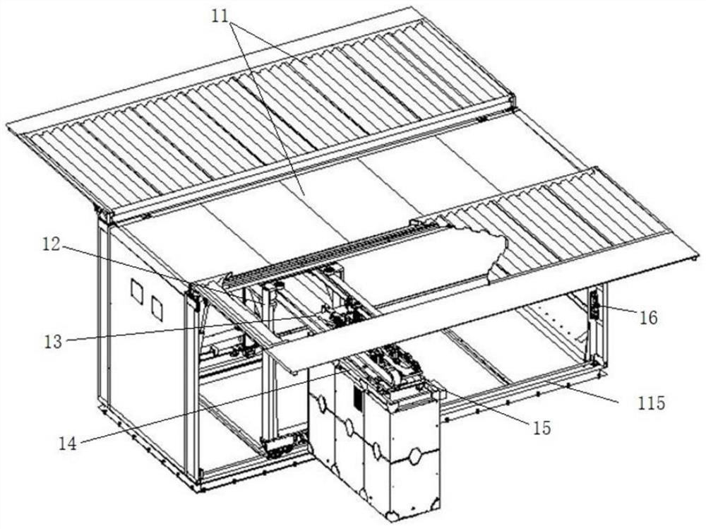 Container type battery replacing station and battery replacing method thereof