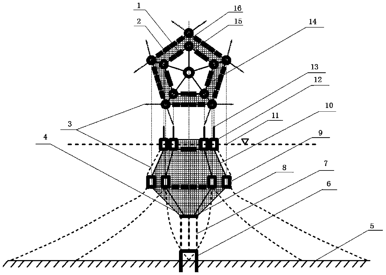 Installation method of tension type module combined deep water culture cage