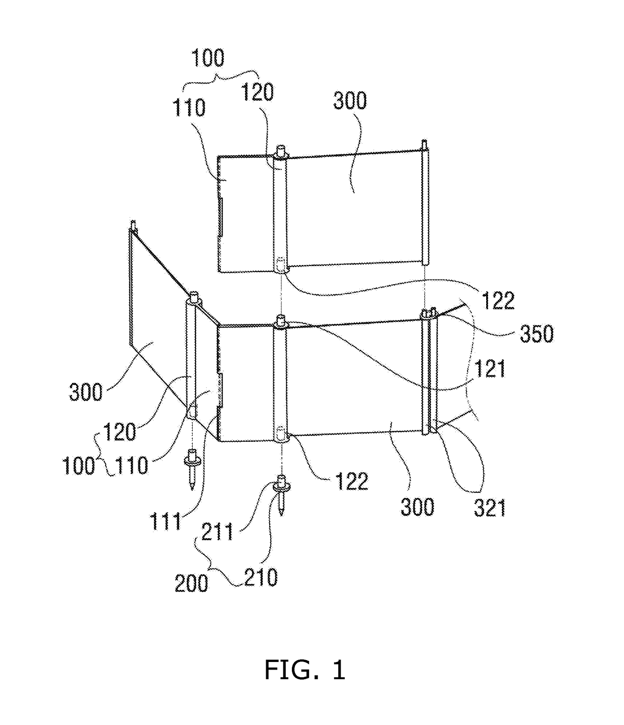 Outdoor wind-blocking assembly