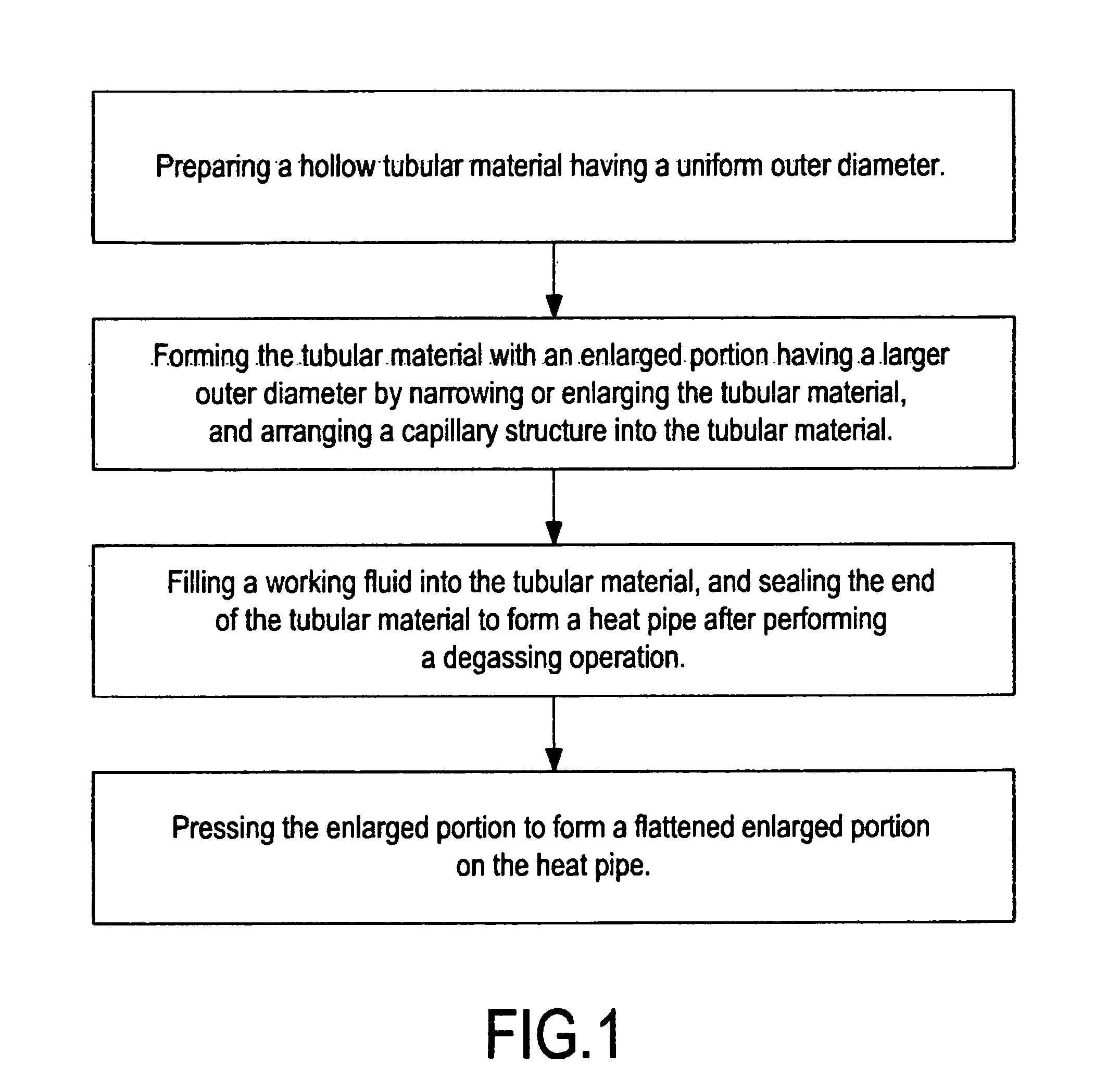 Method for manufacturing a heat pipe having an enlarged portion