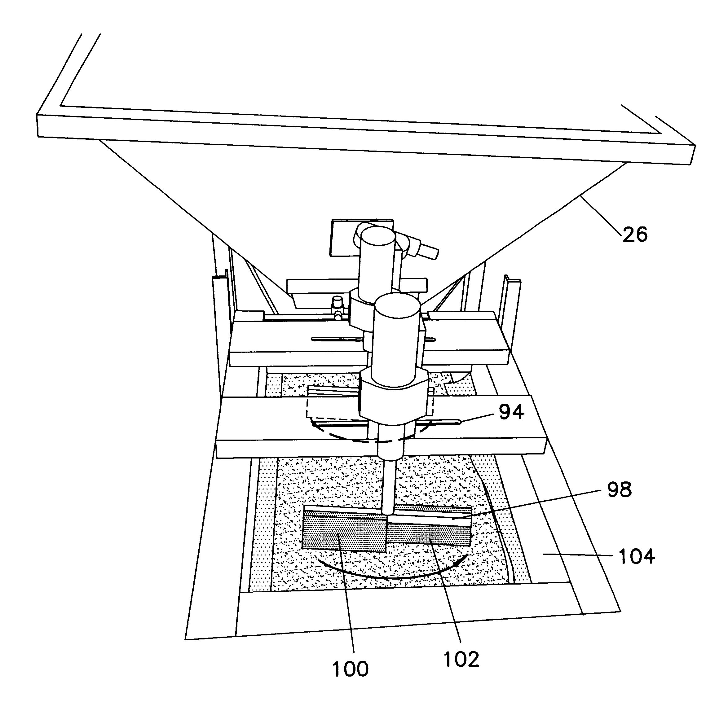 Process and equipment for producing concrete products having blended colors