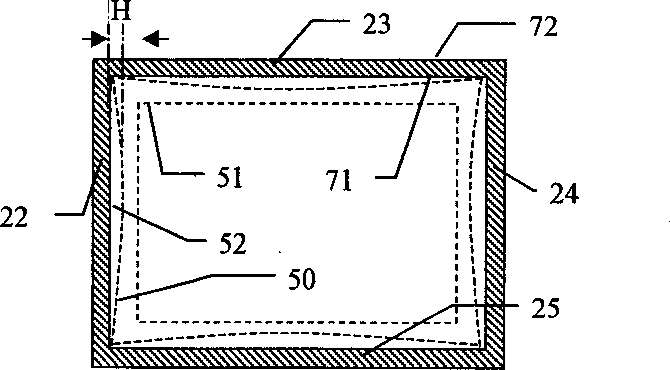 Periphery electrode width changeable contact screen