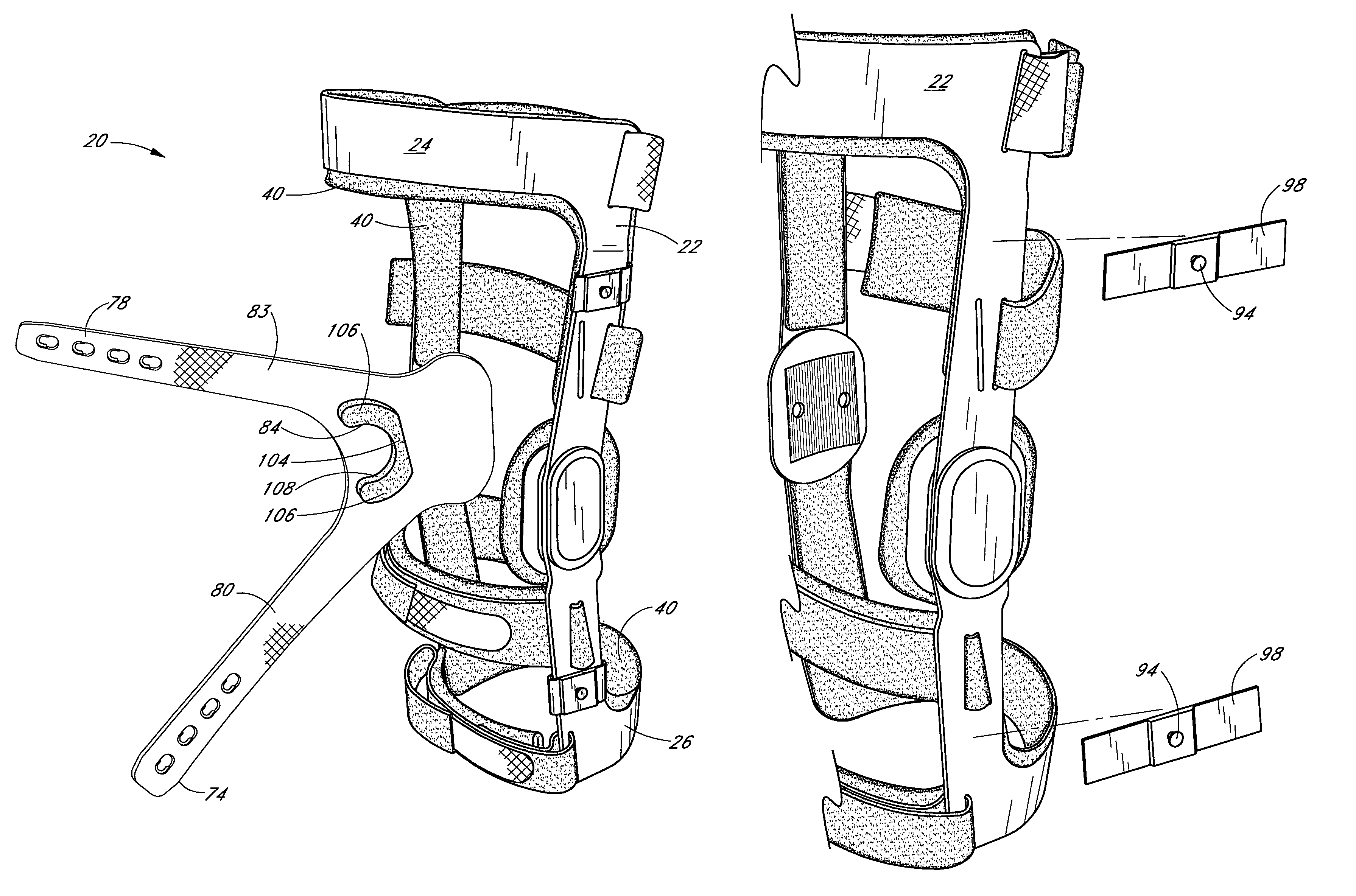 Knee brace having a rigid frame and patellofemoral support