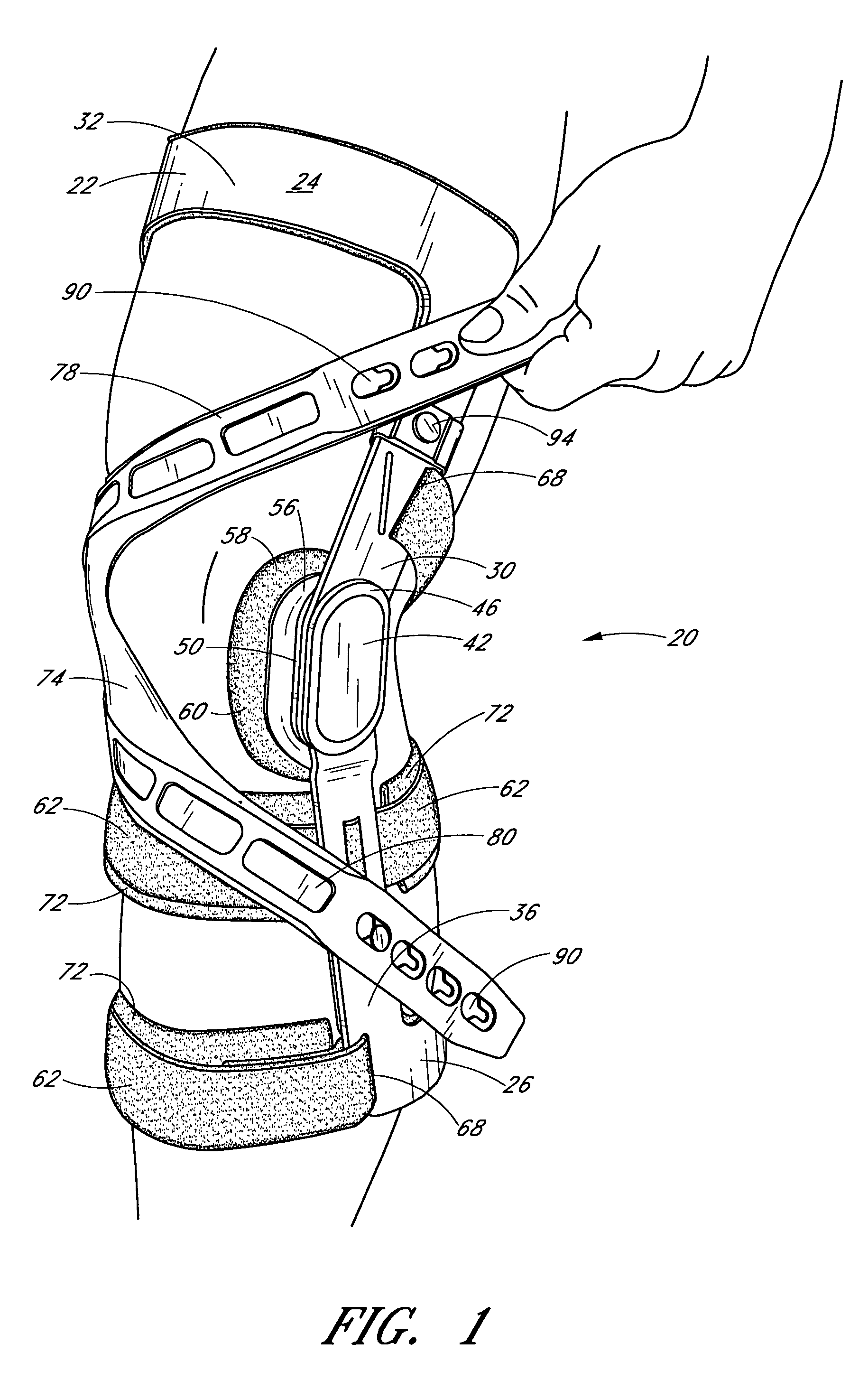 Knee brace having a rigid frame and patellofemoral support