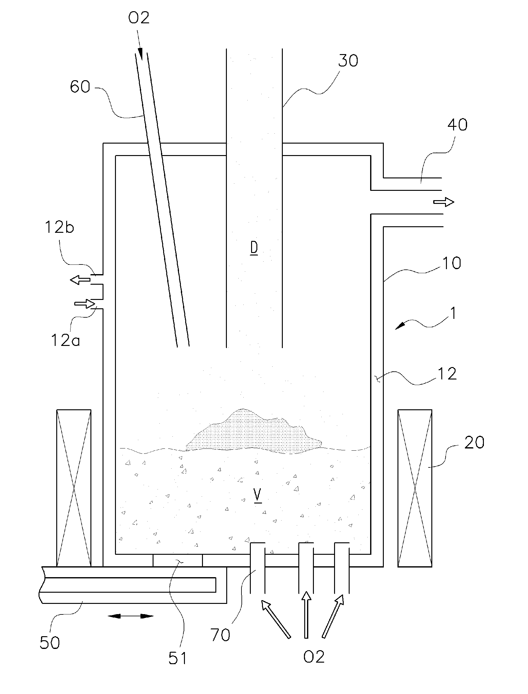 Melting furnace having a gas supplying apparatus