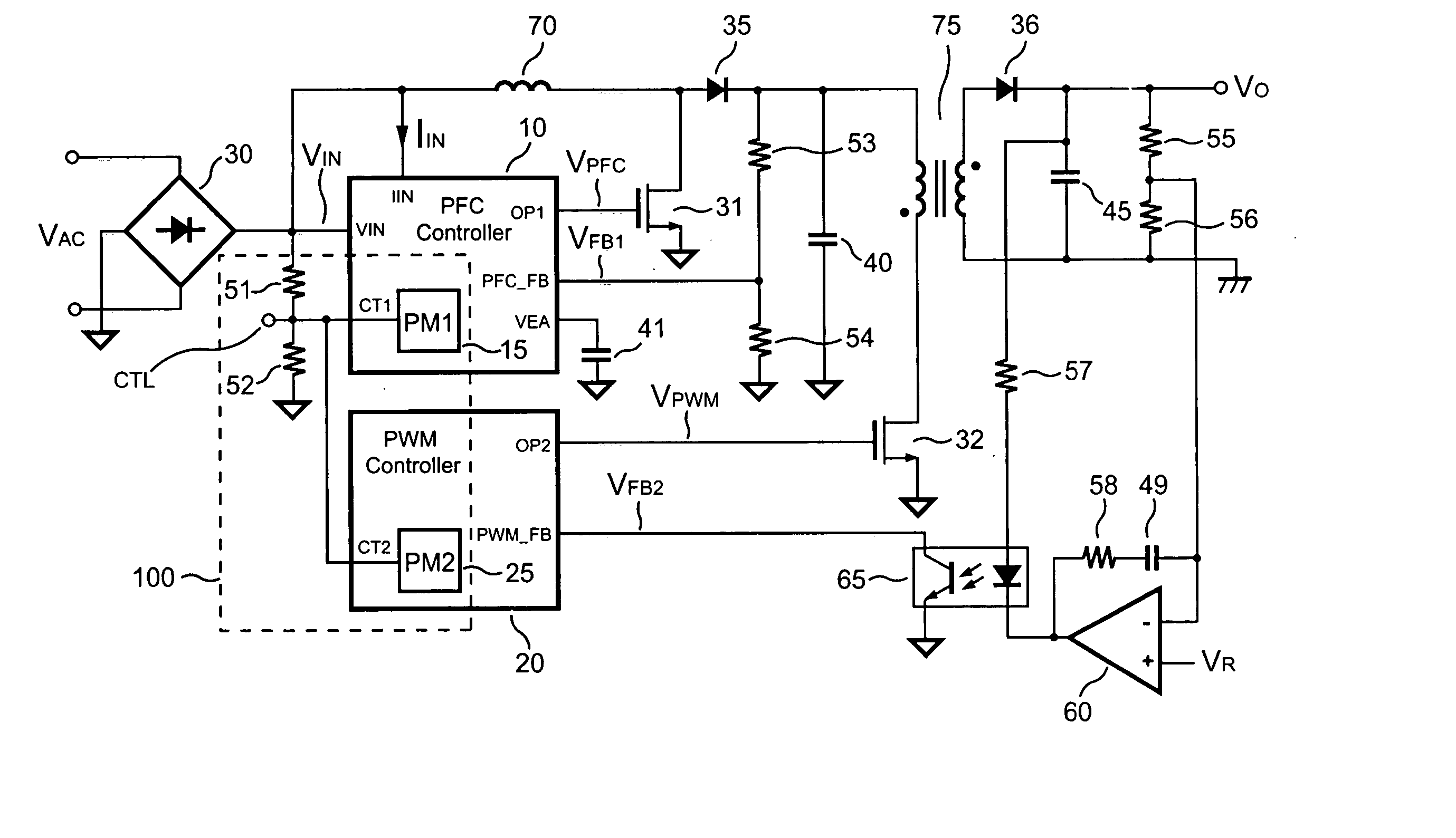 Apparatus for reducing the power consumption of a PFC-PWM power converter