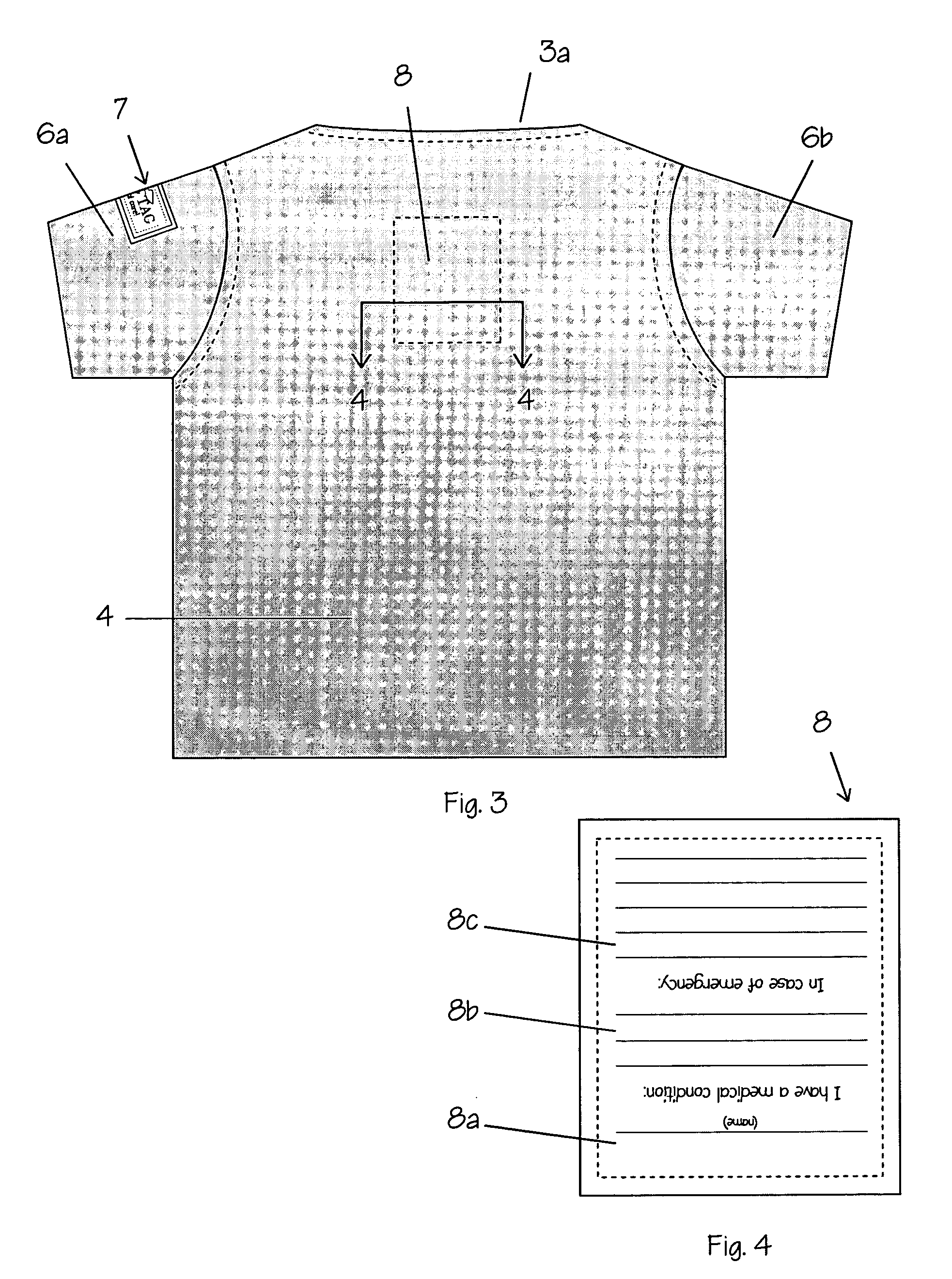 Garment with discrete medical tags