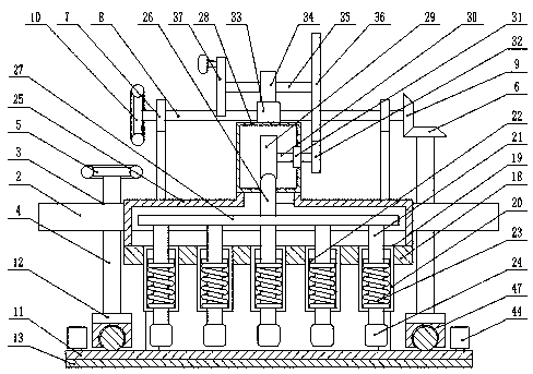 Flattening device for tile laying