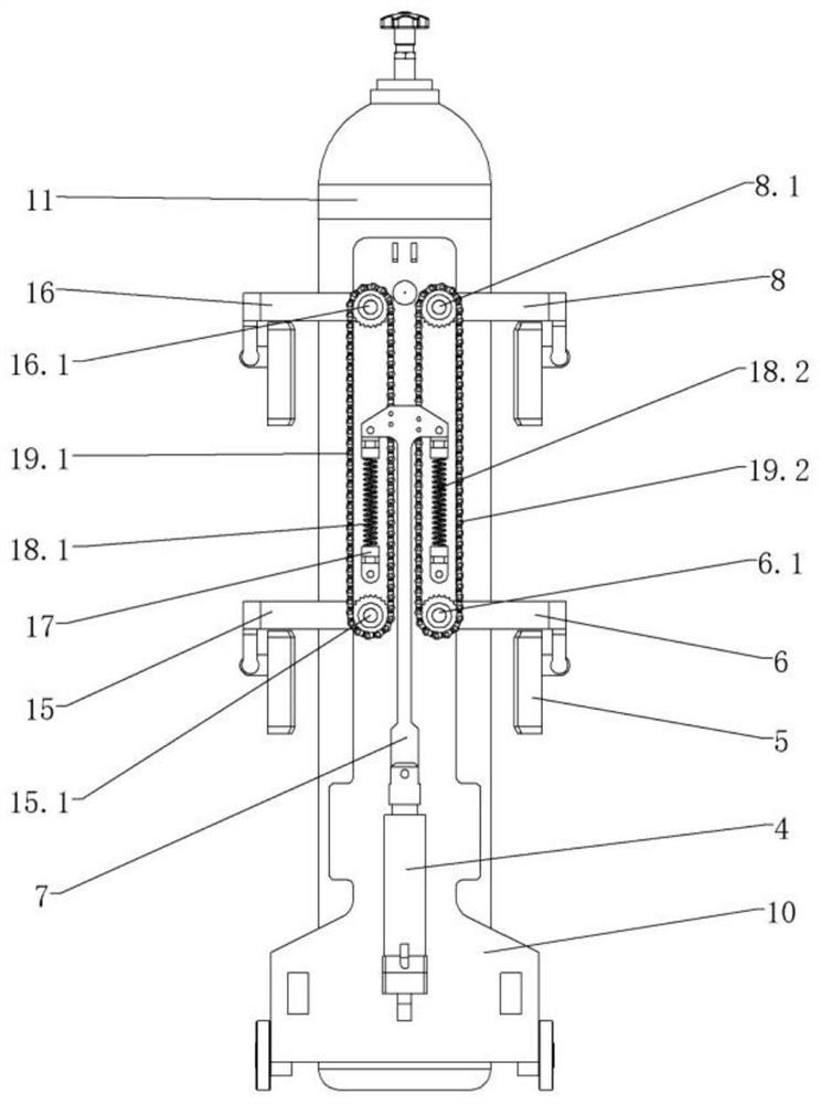 Duplex medical oxygen bottle carrier operated by one person