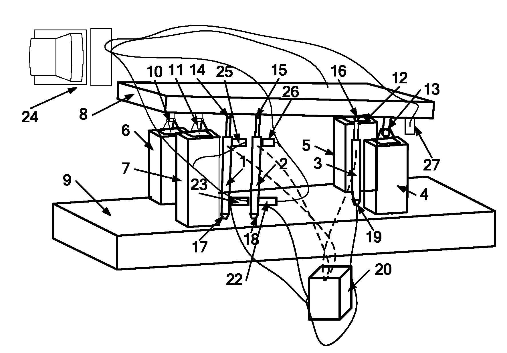 Automobile stability parameter test bench and test method using same