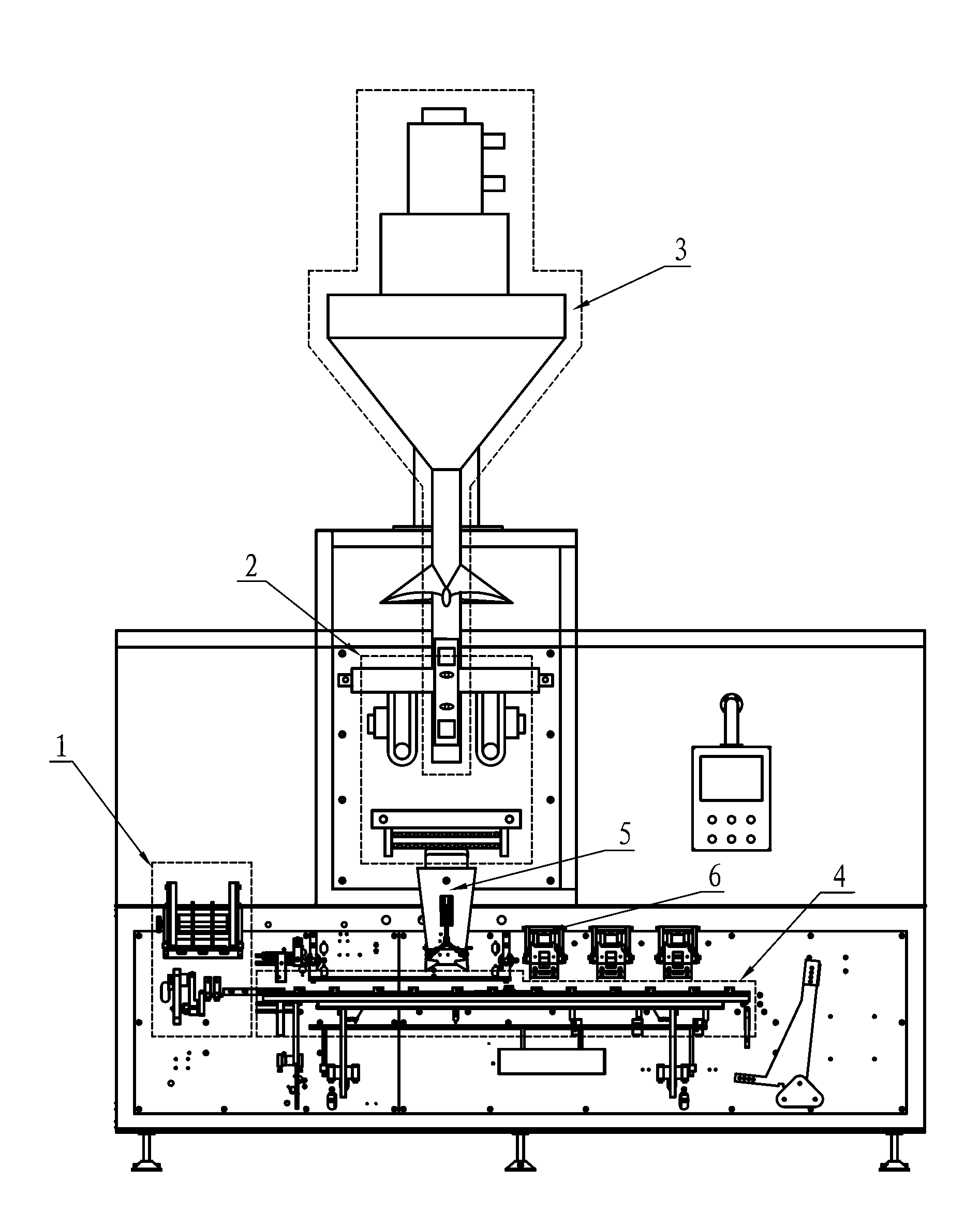 Bag-in-bag pesticide packing machine with preliminarily made outer bags