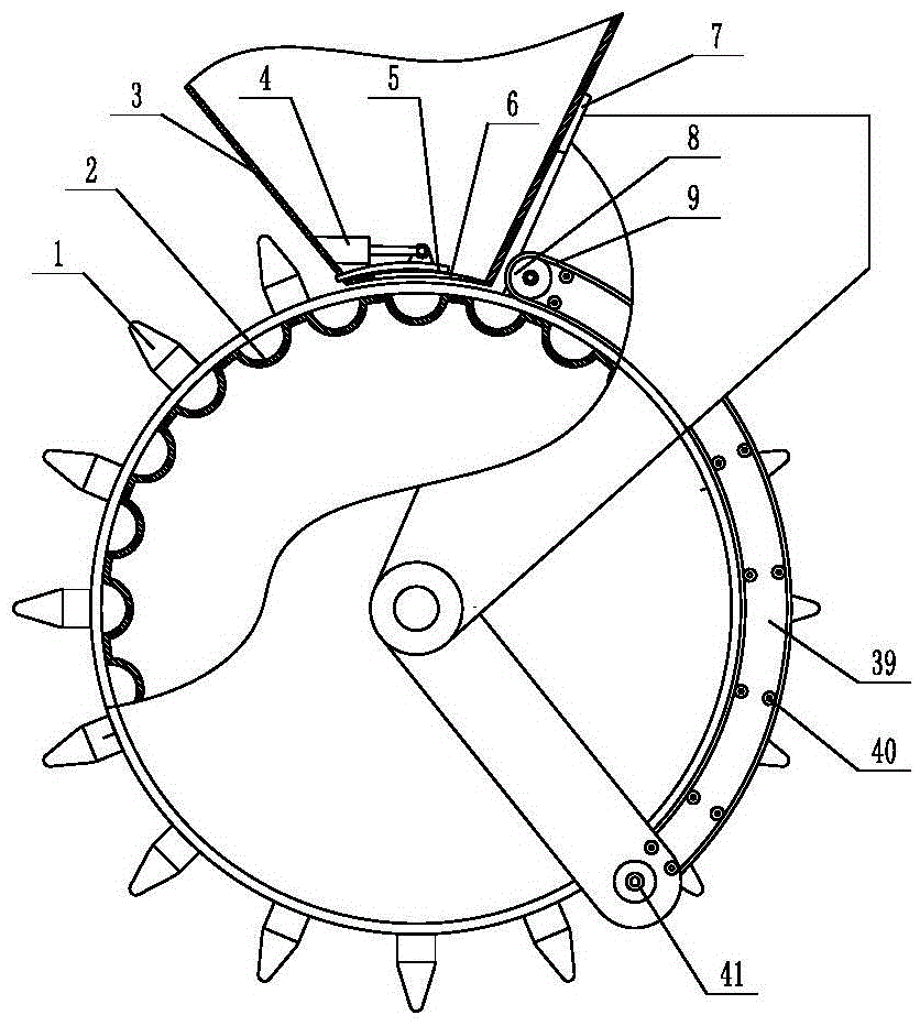 Double-wheel-disc-type potato miss-seeding reseeding seeder